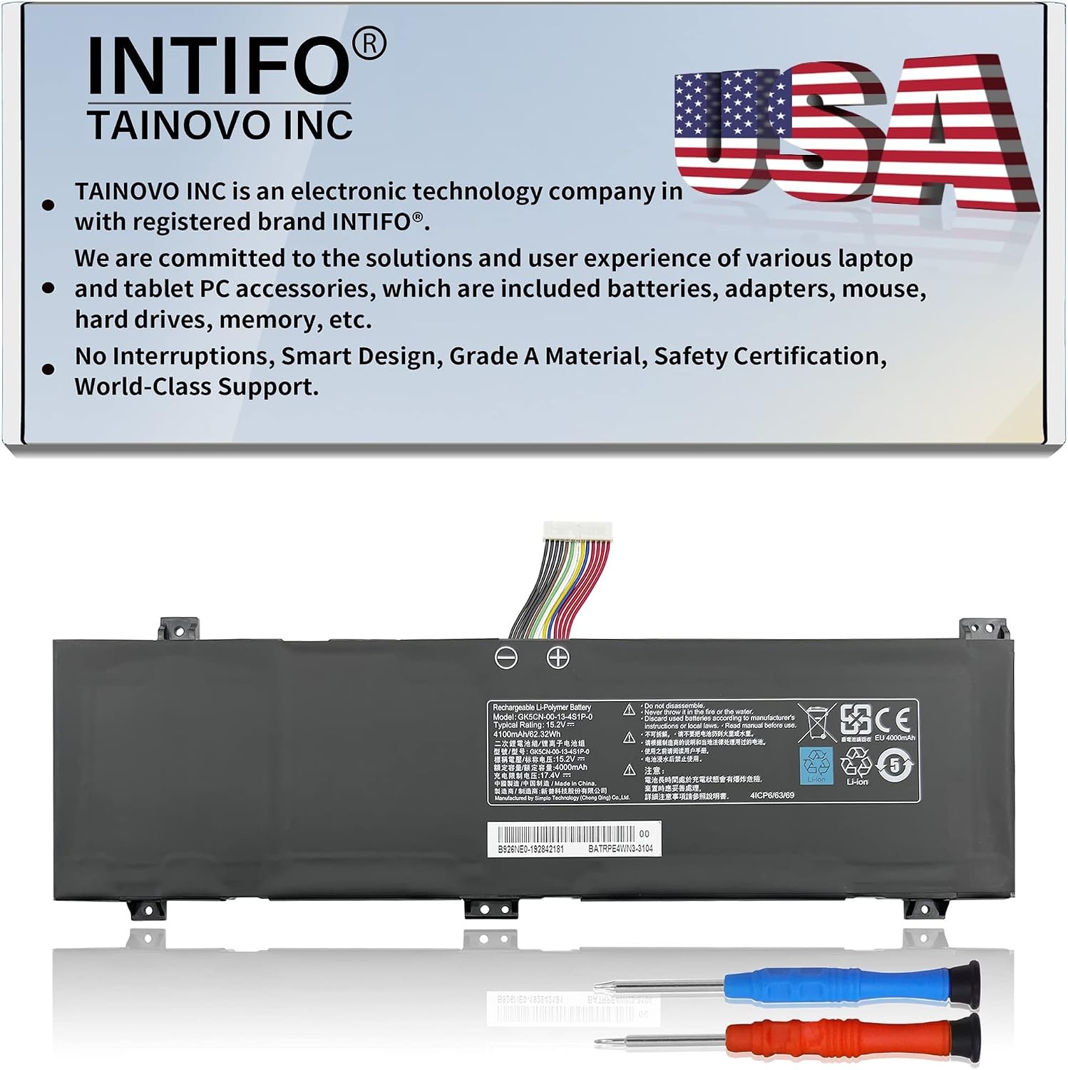 15.2V 62.32Wh GK5CN 00 13 4S1P 0 Laptop Battery Compatible with Medion Erazer