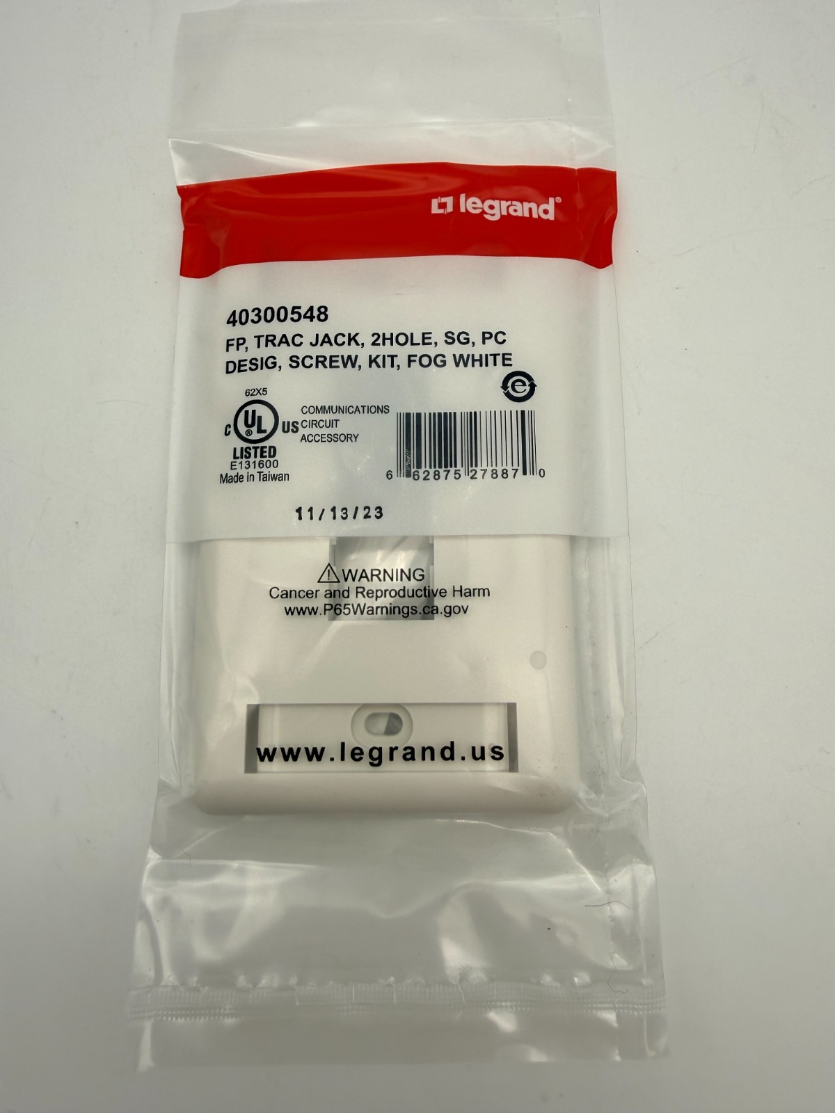 Legrand Ortronics 40300548 TracJack 2-Port Faceplates Fog White New 5 Lot