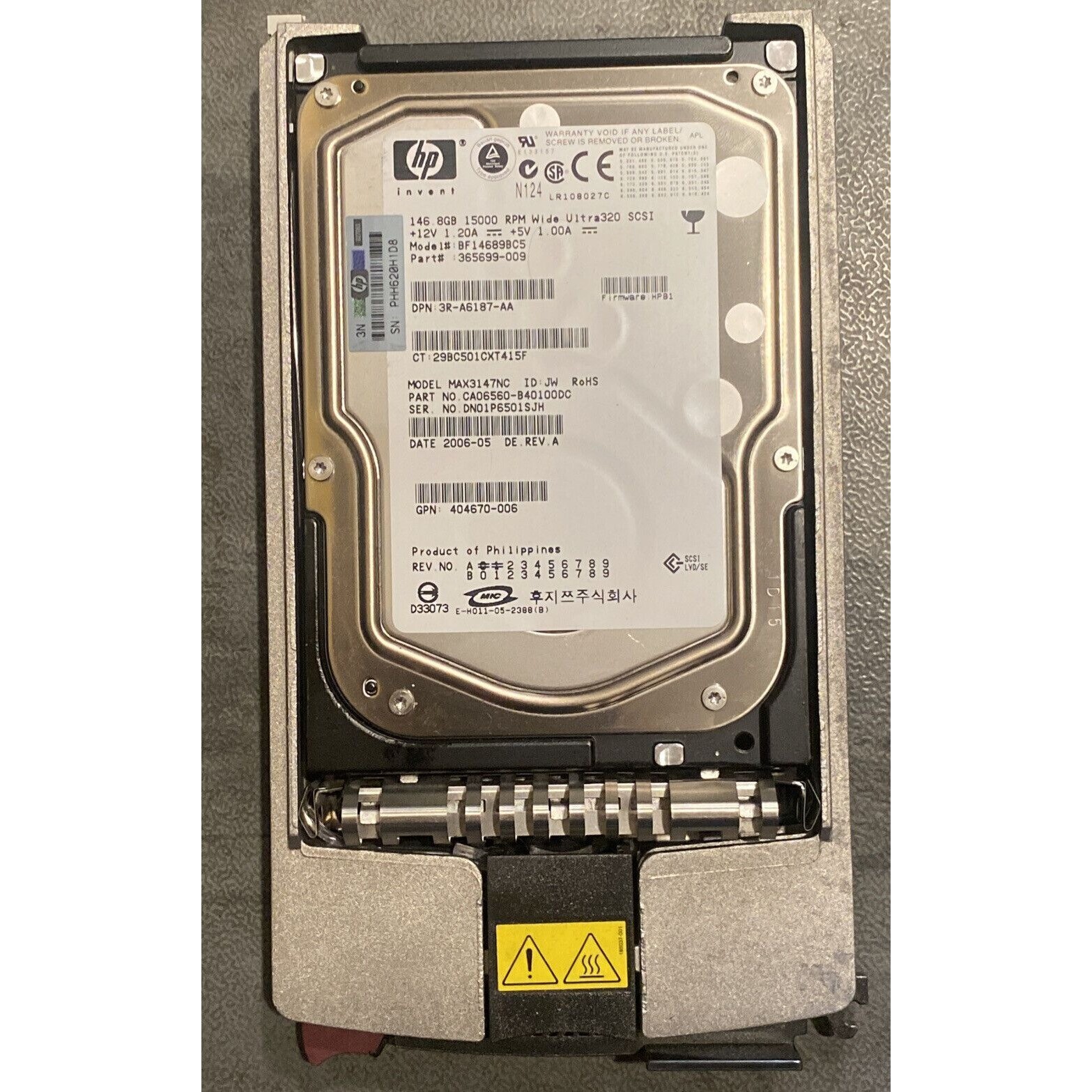 HP 365699-009 146.8GB 15K WIDE ULTRA320 SCSI HARD DRIVE BF14689BC5