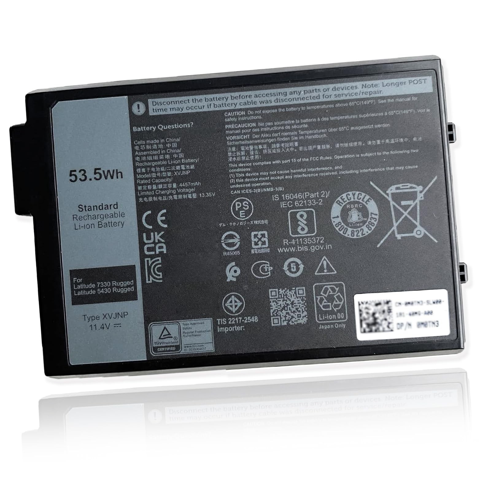 53.5Wh XVJNP 0M0TN3 Laptop Battery Replacement for Dell Latitude 5430 7330 Ru...