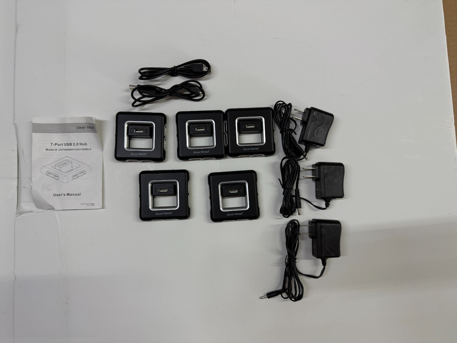 Set of 5 Gear Head 7 Port USB 2.0 Hub With SC Adapter(Qty # 3)