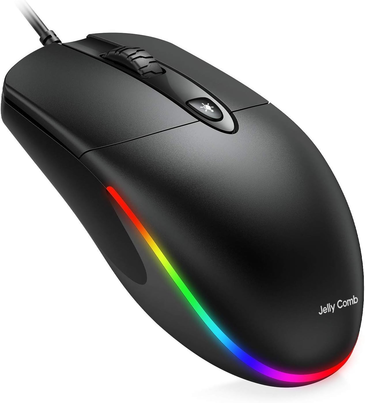 Jelly Comb USB Wired Mouse, RGB Optical Silent Computer Mouse, 1600 DPI