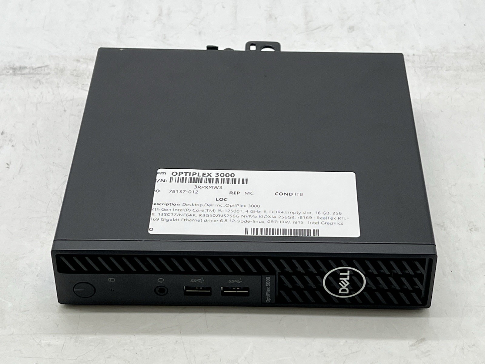Dell OptiPlex 3000 MFF, i5-12500T, 3.56GHz, 16GB RAM, 256GB NVMe-No OS/AC