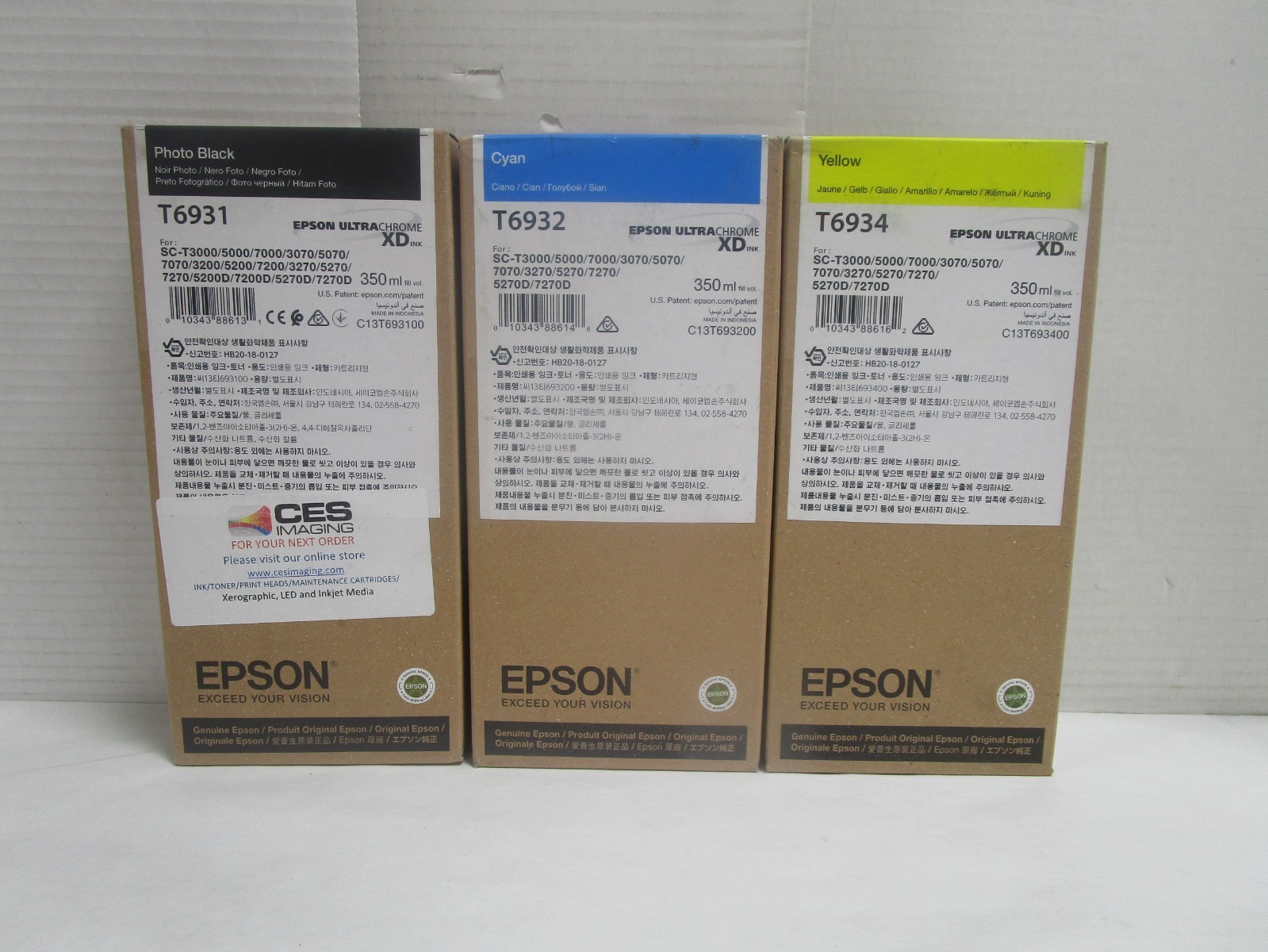EPSON T6931 T6932 T6934 ULTRA CHROME XD SC T3000 5000 7000 3070 LOT OF 3 NEW