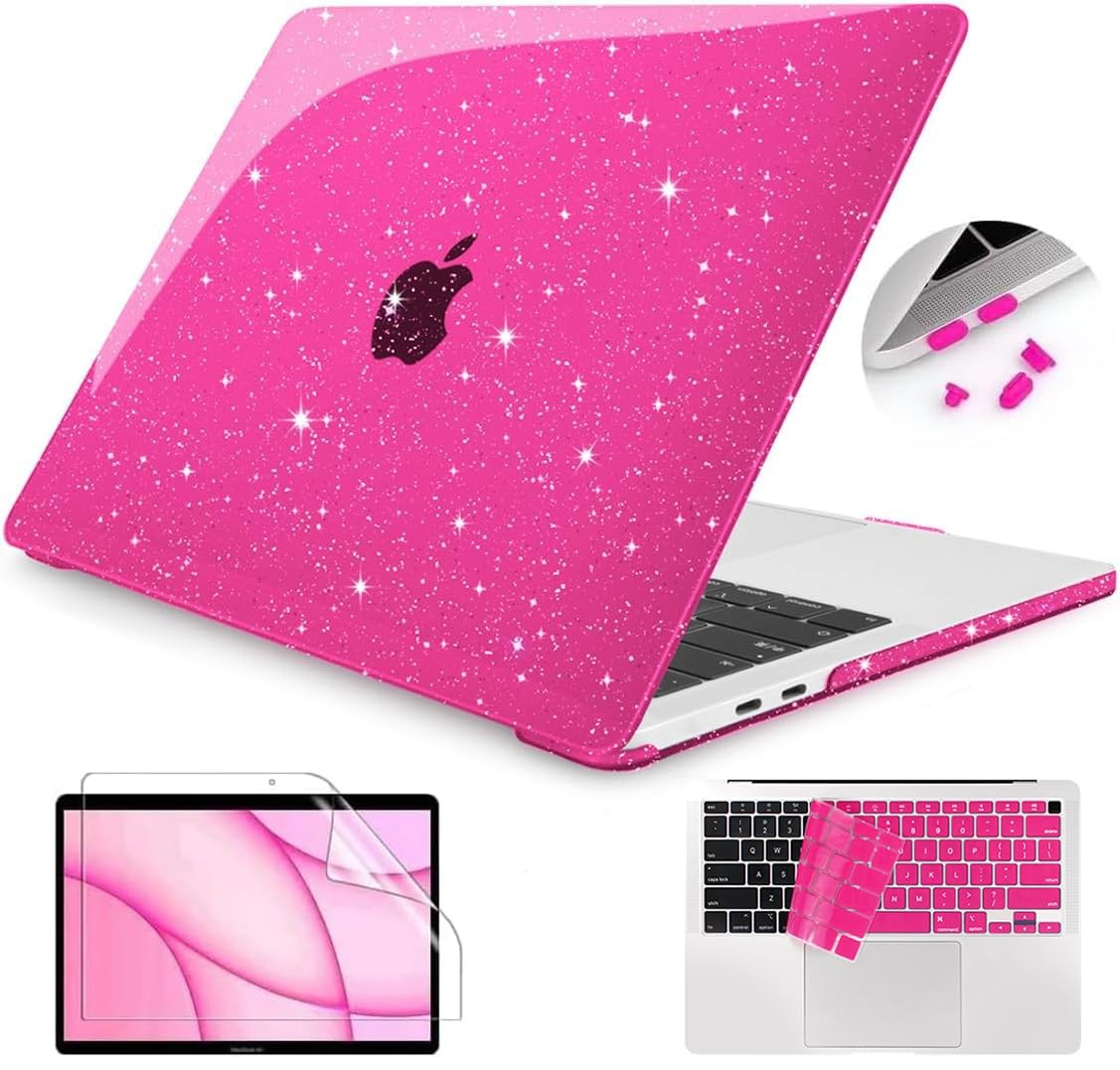 Pink Glitter Case with MacBook Air 13 inch 2021 2020-2018 Release M1 A2337 A2...