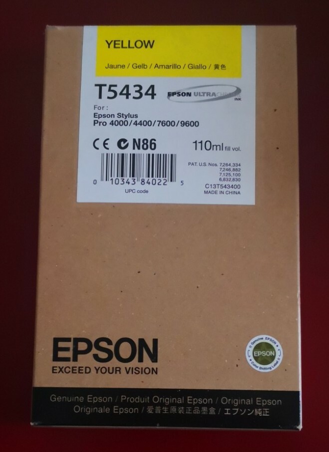 04-2019 NIB Genuine Epson T5434 Yellow 110ml K3 Ink Stylus Pro 4000/7600/9600