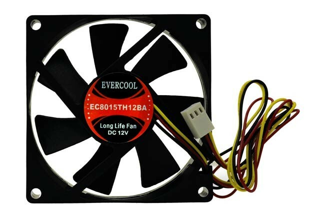 Evercool EC8015TH12BA 80x80x15MM 3-Pin Very High Speed Fan Dual Ball Bearing