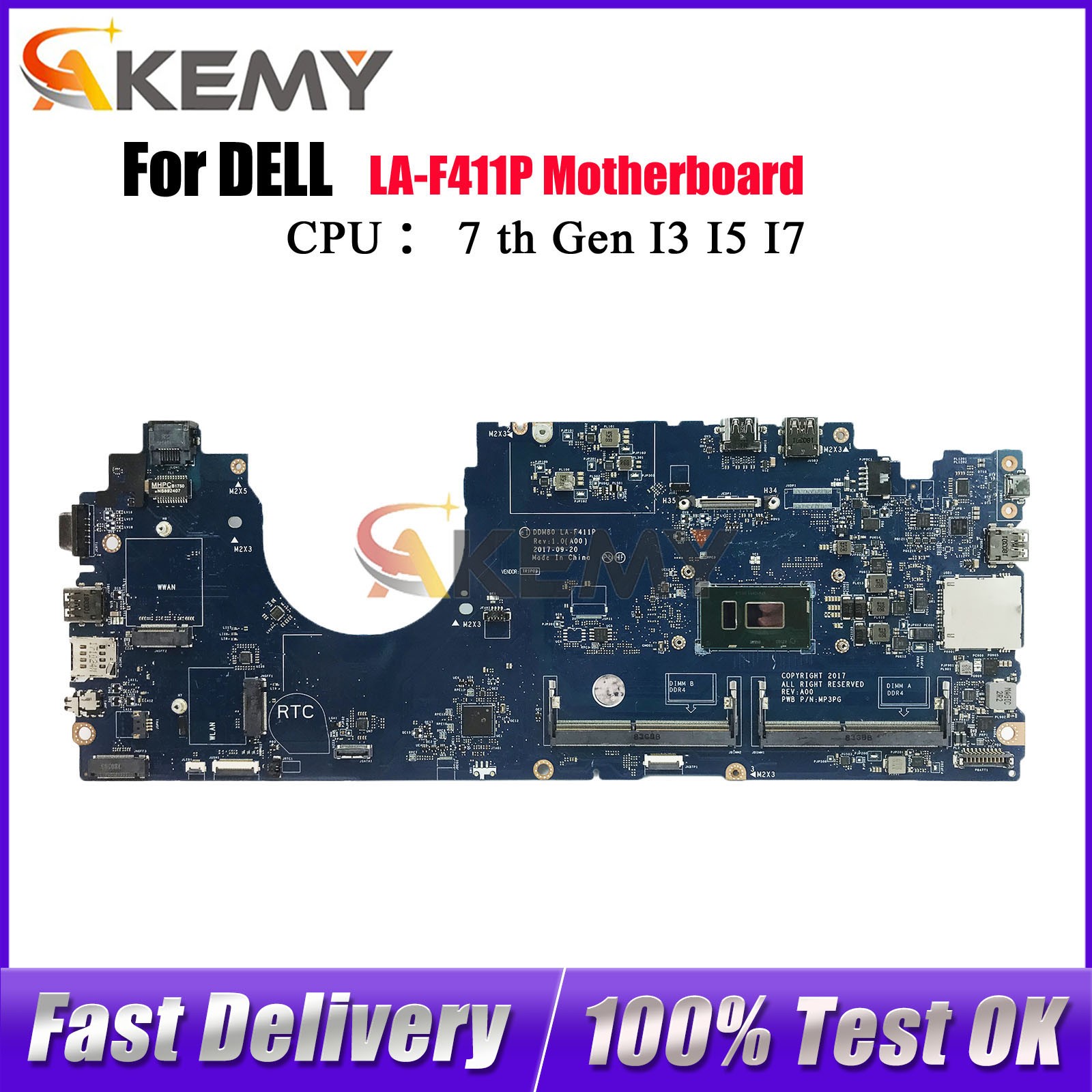 Notebook Mainboard For Dell Latitude 15 5590 LA-F411P I3 I5 I7 0VJF9H 0VT64T