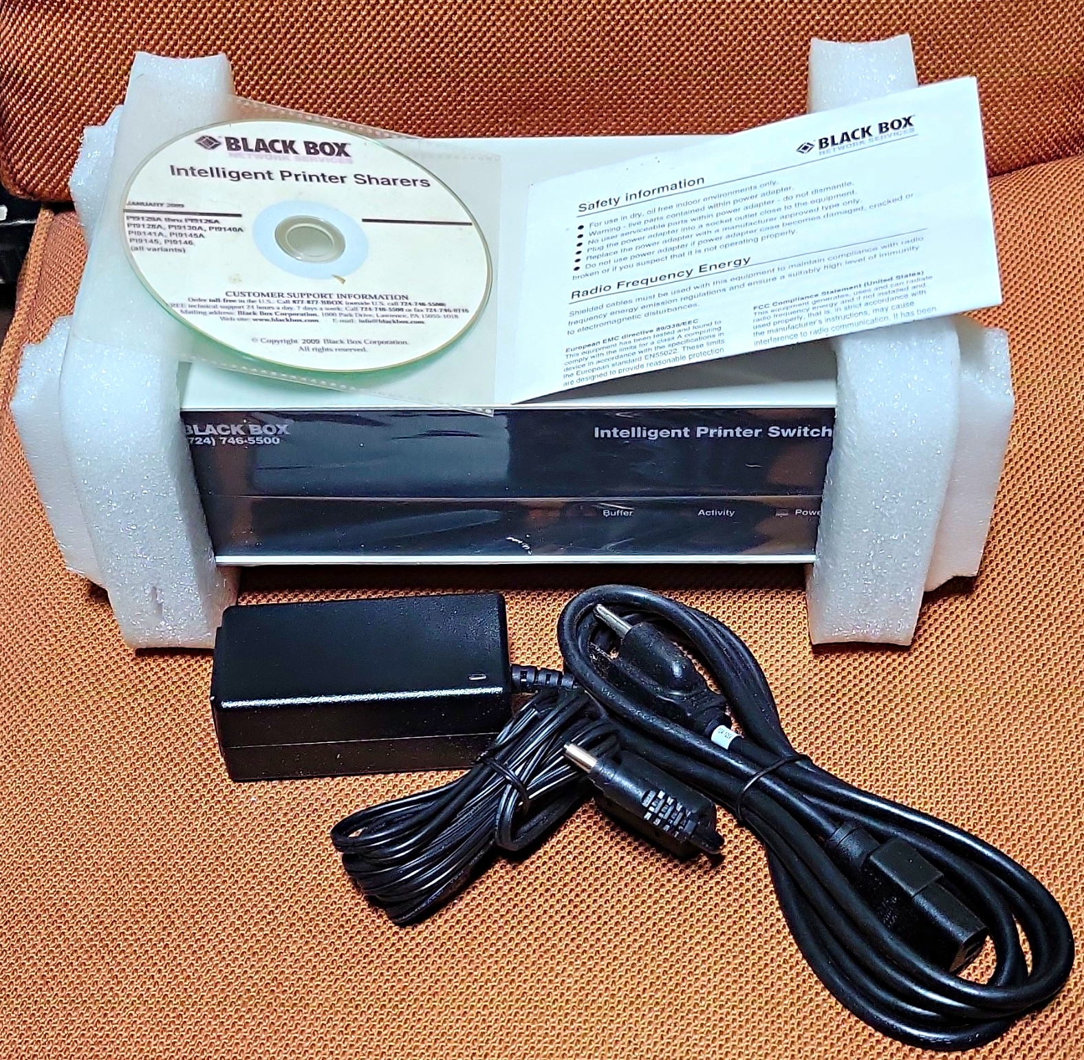 Black Box Intelligent Powered Printer KVM Switch Box, PS+6P NOS Sealed