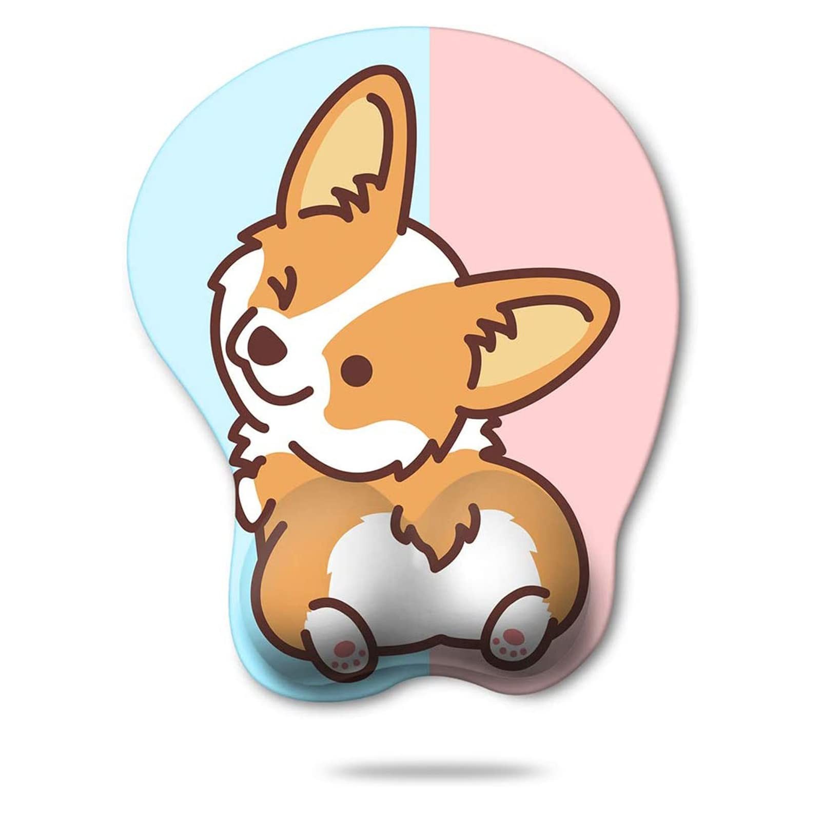 HAOCOO Funny Corgi Gel Mouse Pad 10.2L x 468W inches, 1pc Blue Pink