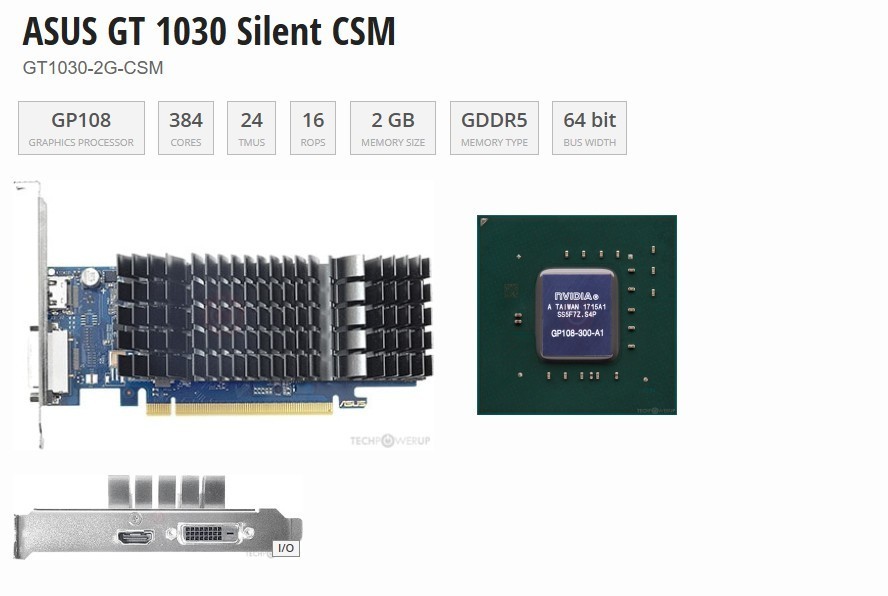 ASUS GT 1030 Silent CSM 2GB GDDR5 Graphics Card✅DVI HDMI✅GT1030-2G-CSM