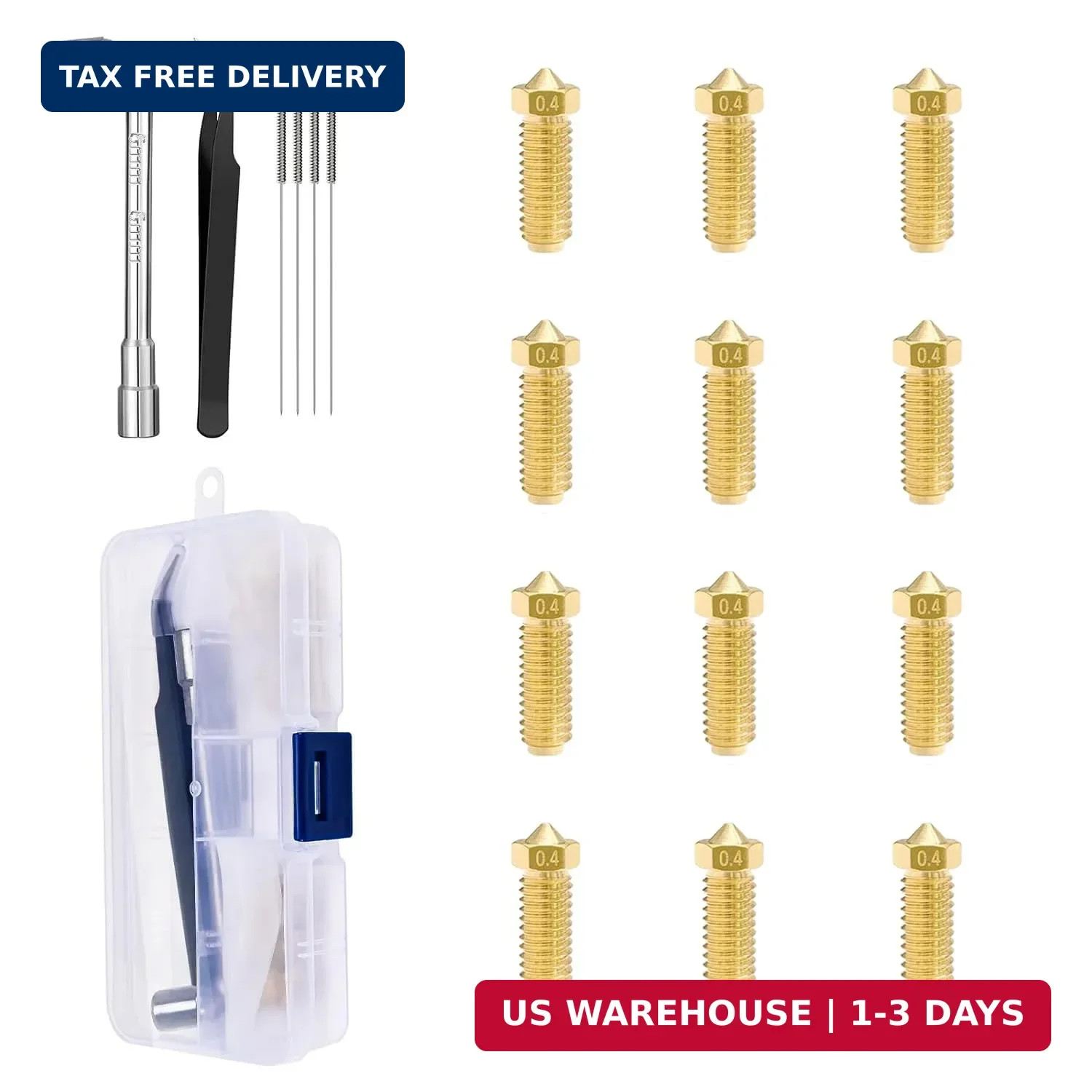 12Pcs 0.4mm Brass Nozzles for Anycubic Kobra 3 Series,Kobra S1/S1 Combo
