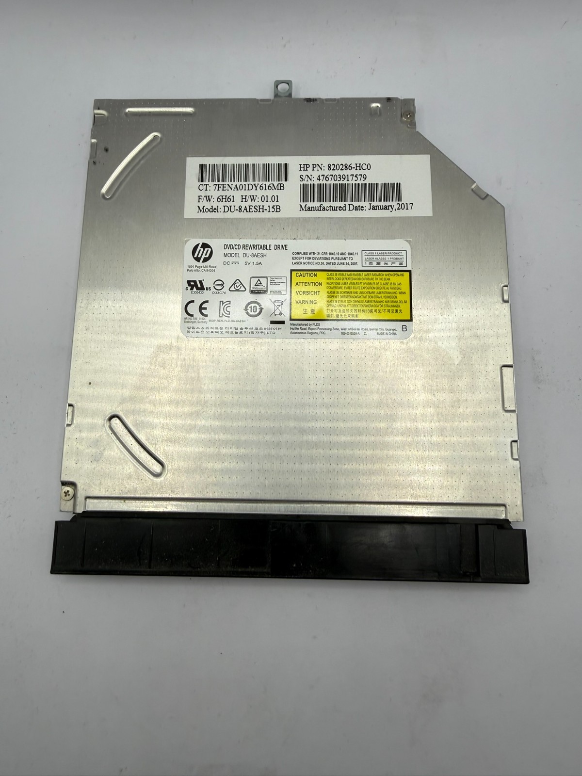 HP DU-8AESH DVD/CD Rewritable Drive 820286-HC0 Slim SATA Optical Disc Writer
