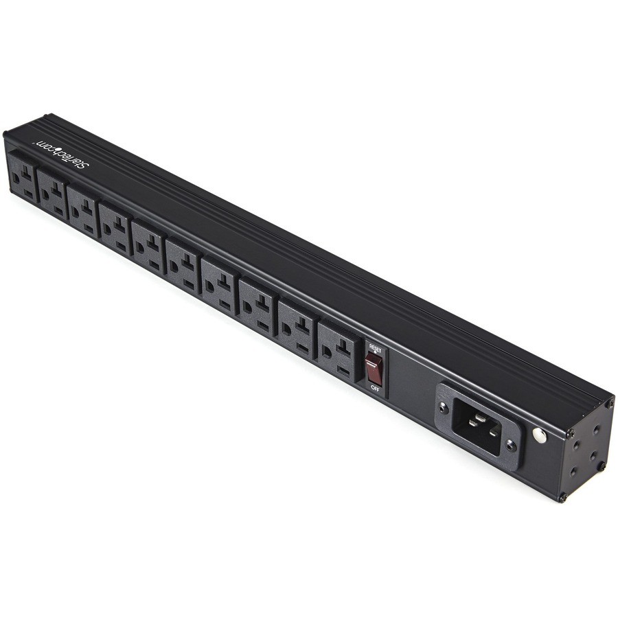 StarTech 10-Outlet NEMA 5-20P 125V/16 Amp 1U Horizontal Rack Mount Power Strip