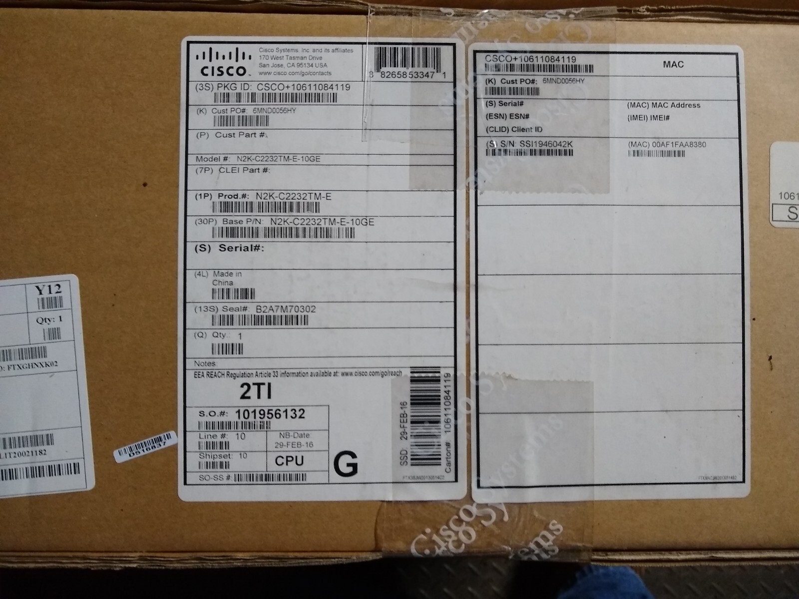 Refurbished CISCO N2K-C2232TM-E-10GE Fabric Extender  Dual Power Supply.