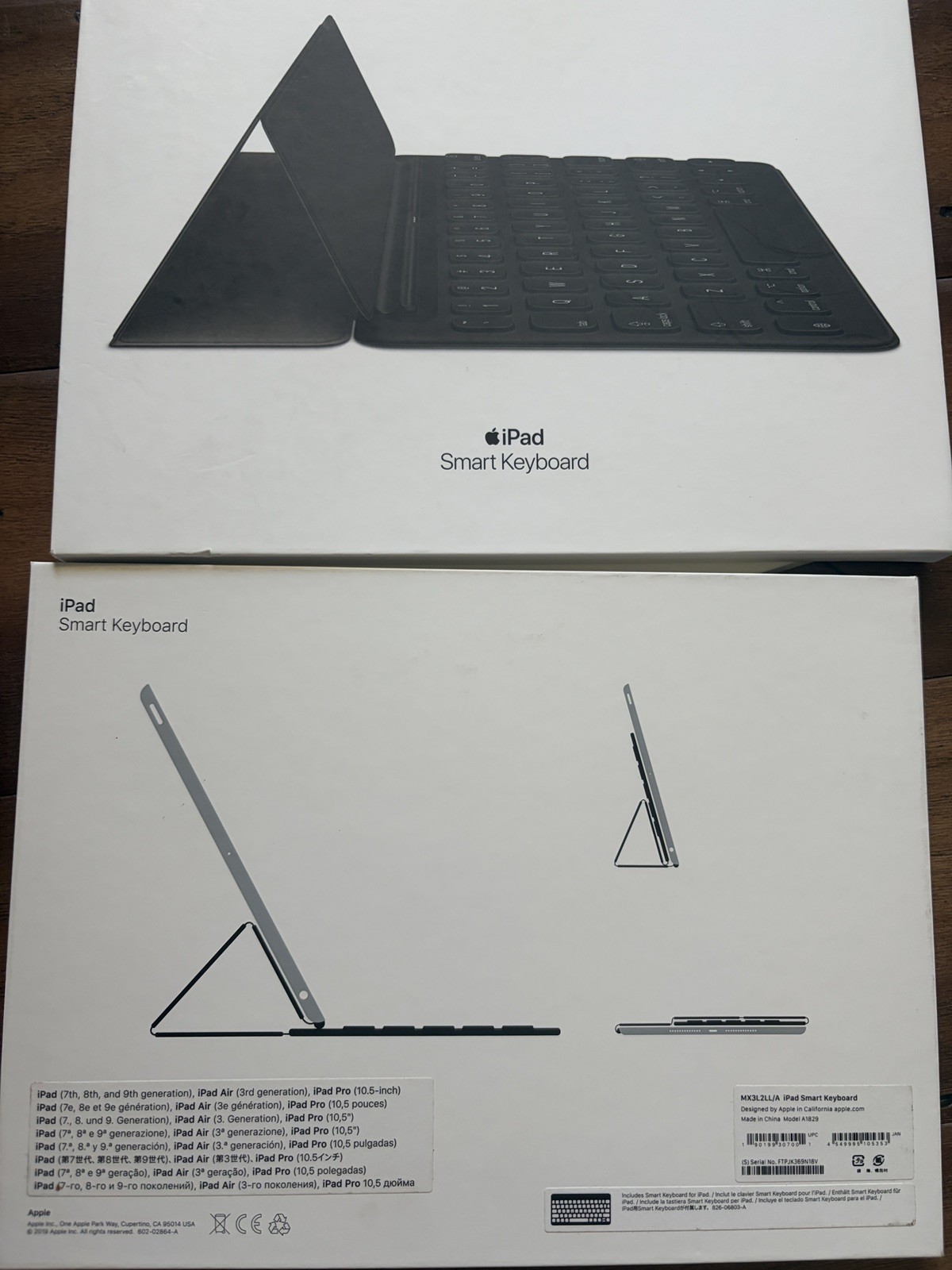 Apple Smart Keyboard A1829 MX3L2LL/A iPad 7 8 9 Air 3 Pro 10.5