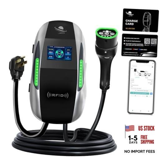 Level 2 EV Charger, 240V 40A Electric Vehicle Charging Station 9.6kW Silver
