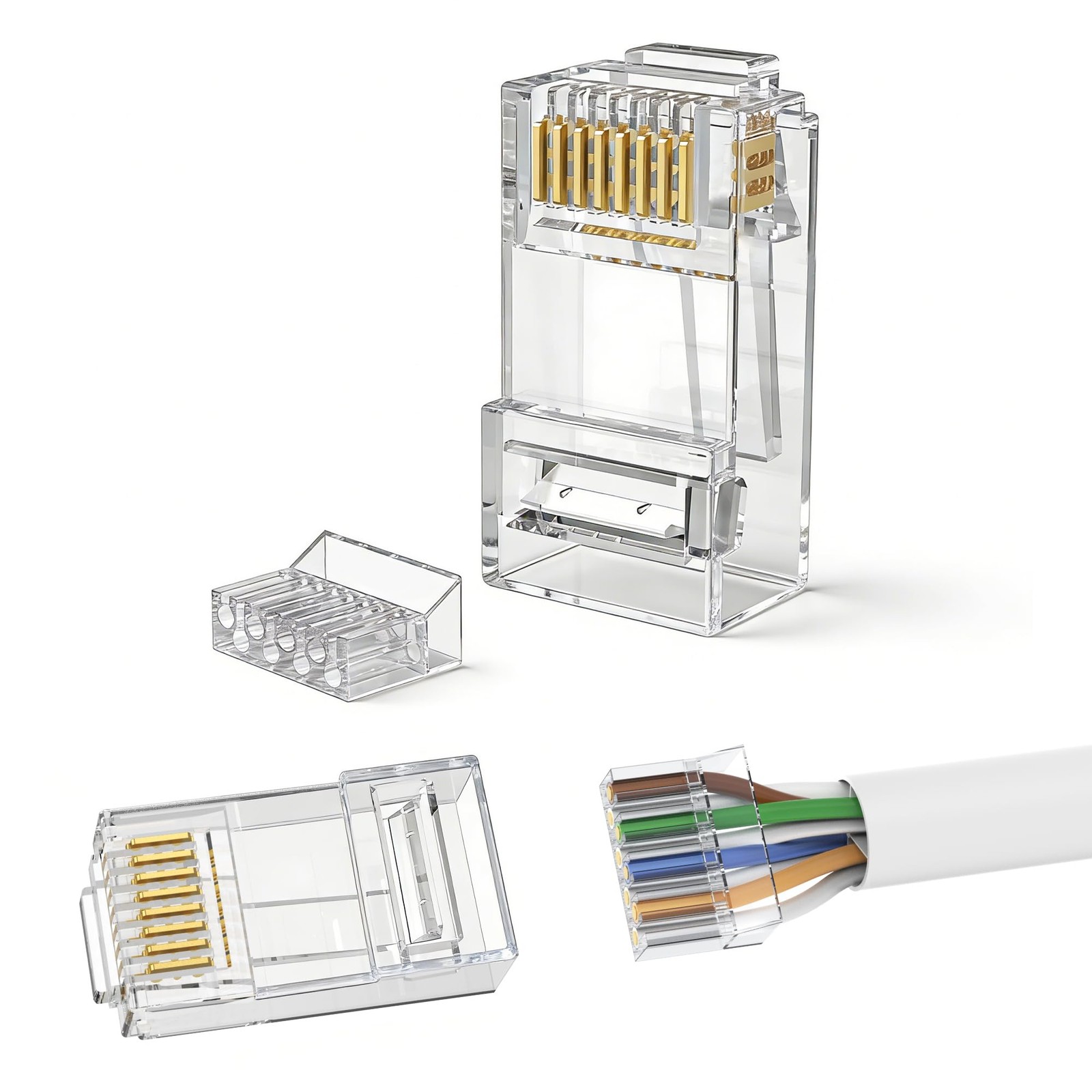 20Pack Cat6 RJ45 Connectors (Cat6 Ends / RJ45 Modular Plugs/Ethernet Plugs/Ne...