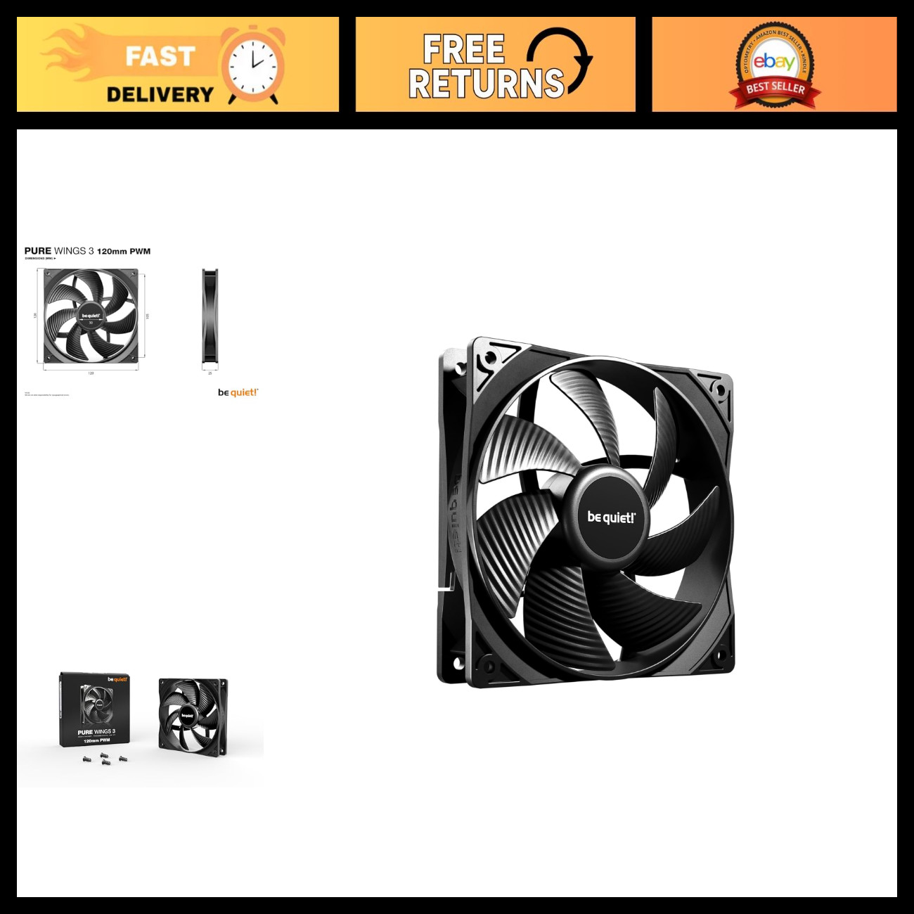 120mm Silent PWM Computer Case Fan - High Airflow, Low Noise, Efficient Cooling