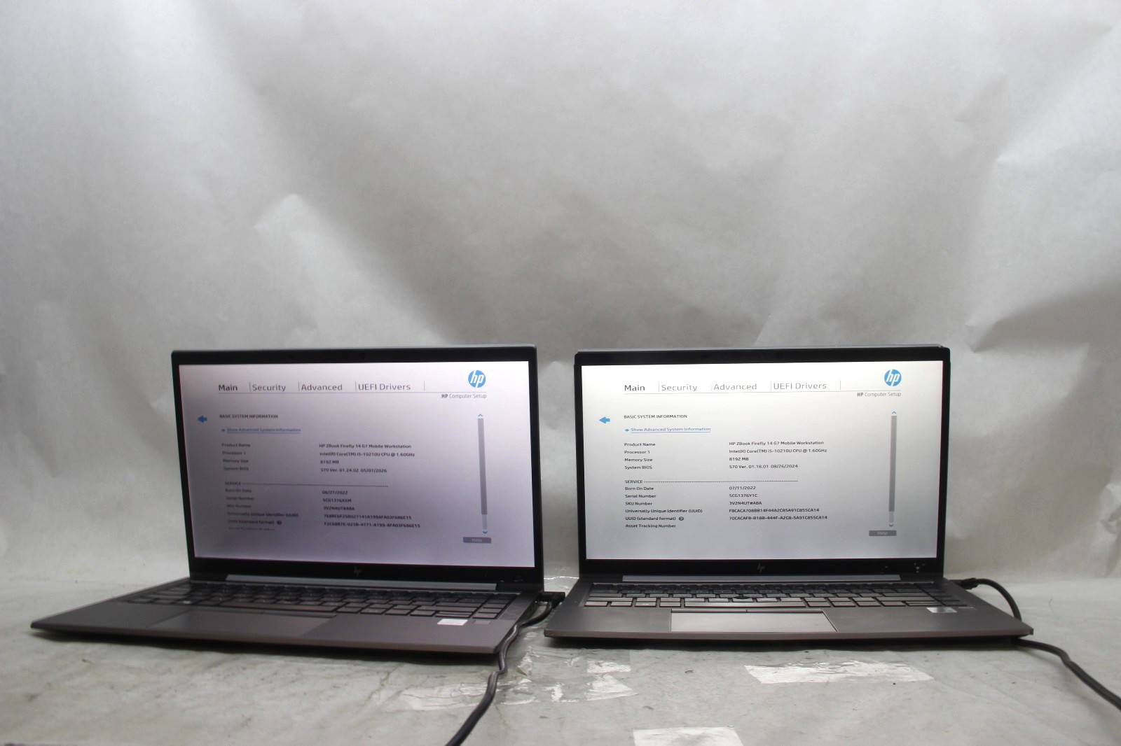 Lot of 2 HP ZBook FireFly 14 G7 14" Laptops i5-10210U No RAM NO SSDS AS-IS