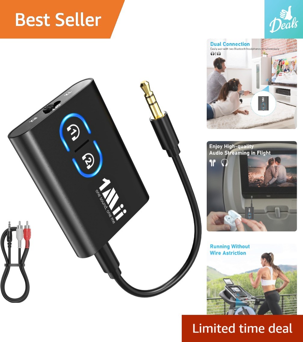 Portable Bluetooth 5.3 Transmitter & Receiver with Low Latency for Travel & Home