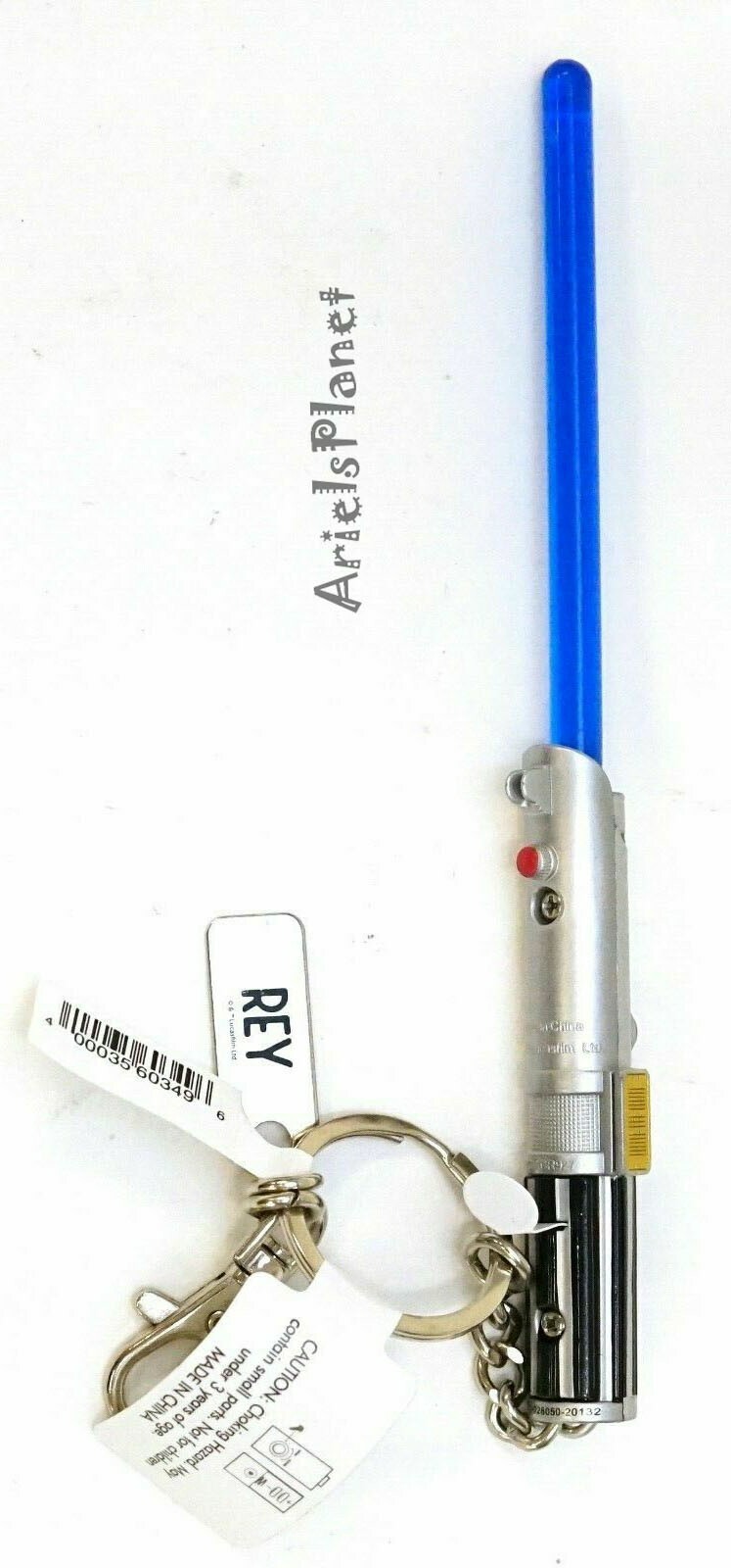 Disney Parks Star Wars Rey Blue Lightsaber Light up Metal Keychain Bag Charm