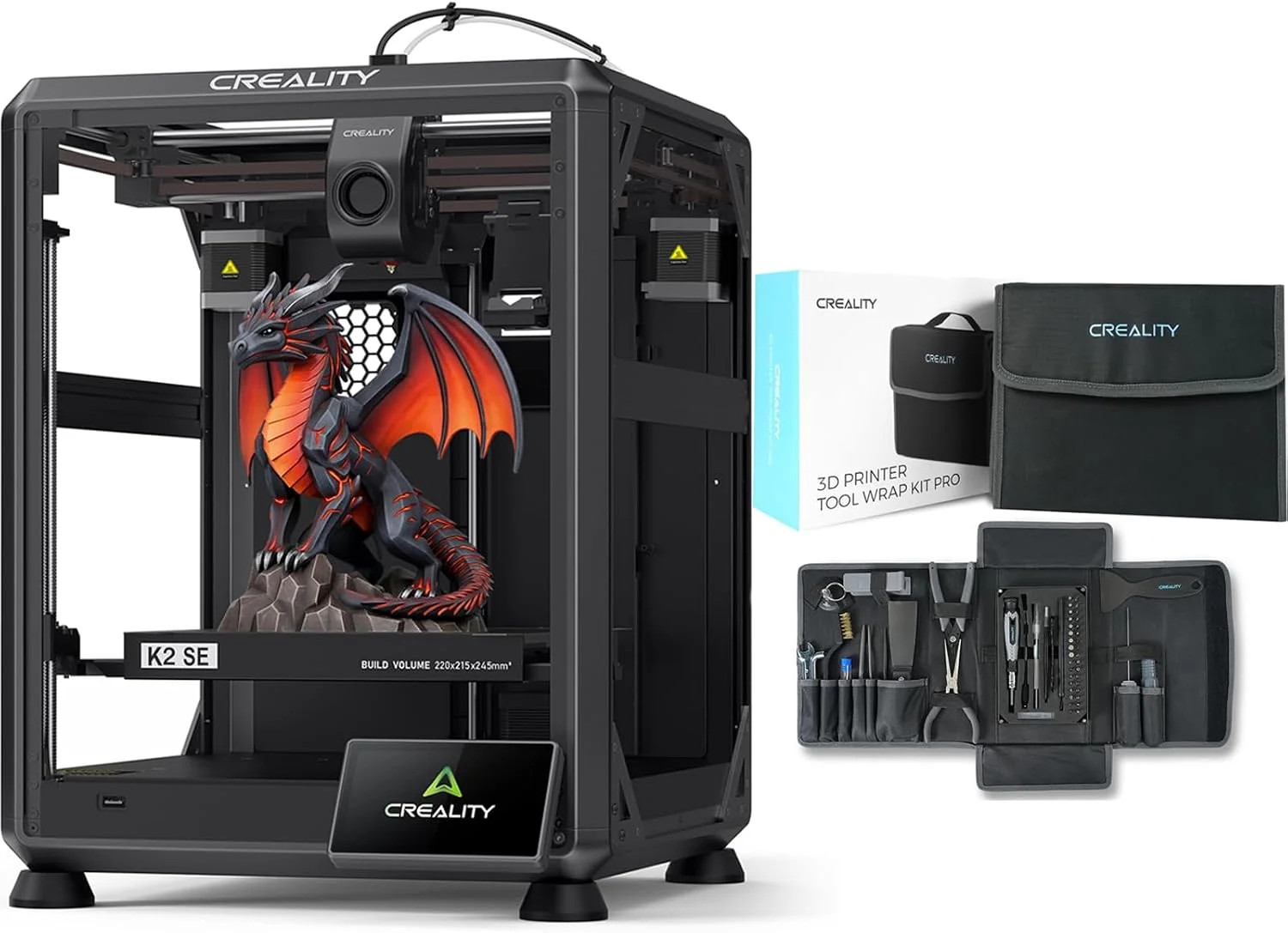 K2 SE 3D Printer Bundle with 74Pcs 3D Printing Tool Wrap Kit