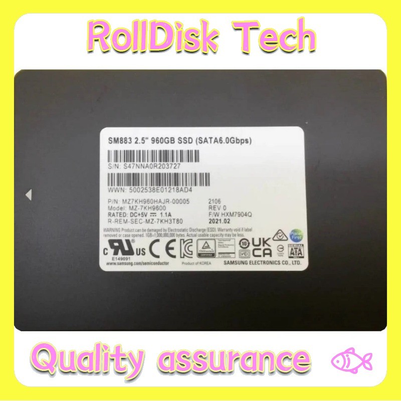 New Samsung SM883 960GB SSD 2.5" MZ-7KH9600 SATA 6.0Gbps MZ7KH960HAJR-00005