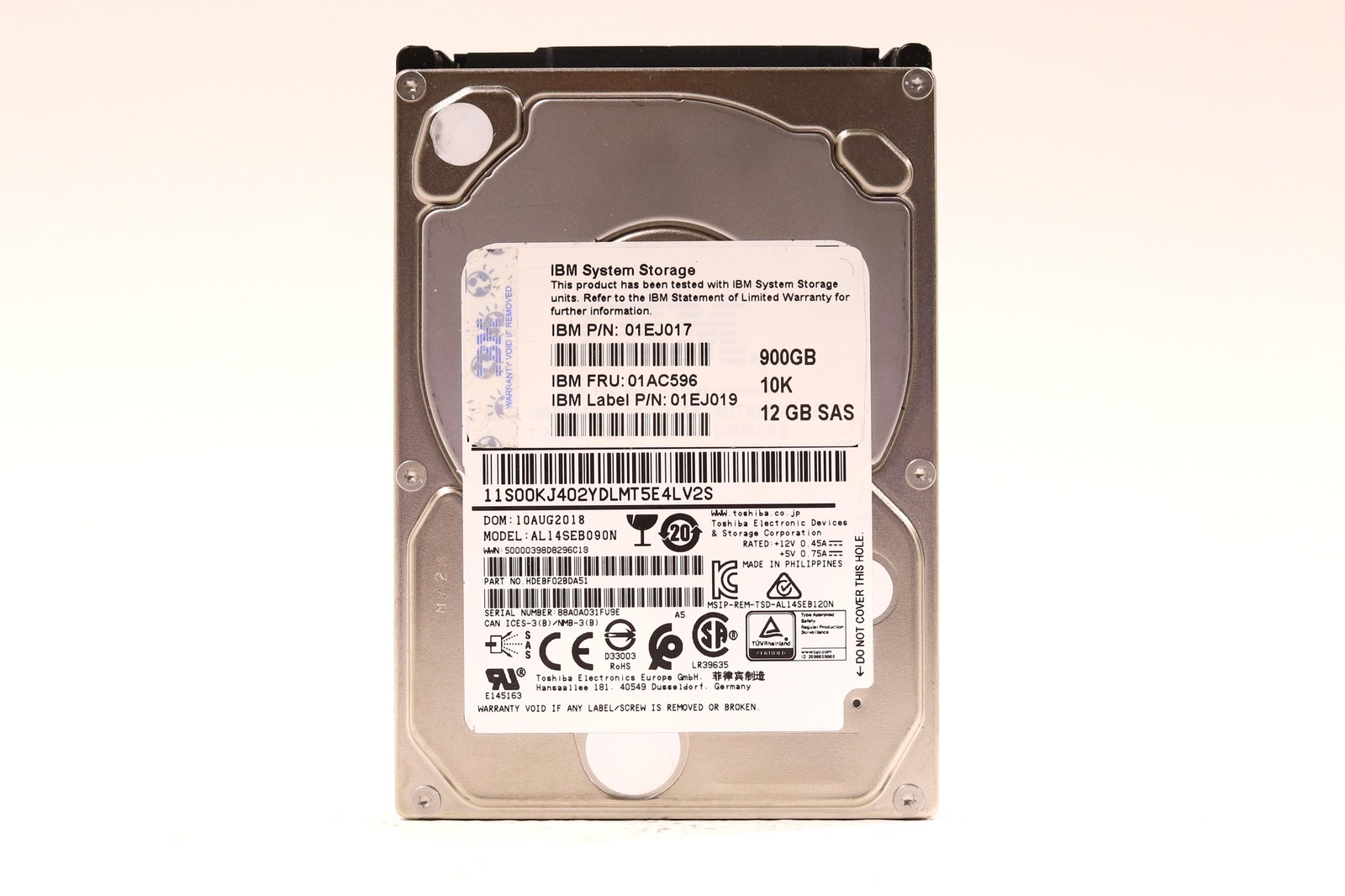 IBM AL14SEB090N 900GB 2.5" 12Gb/s 10K RPM SAS Hard Drive FRU P/N: 01AC596 Tested