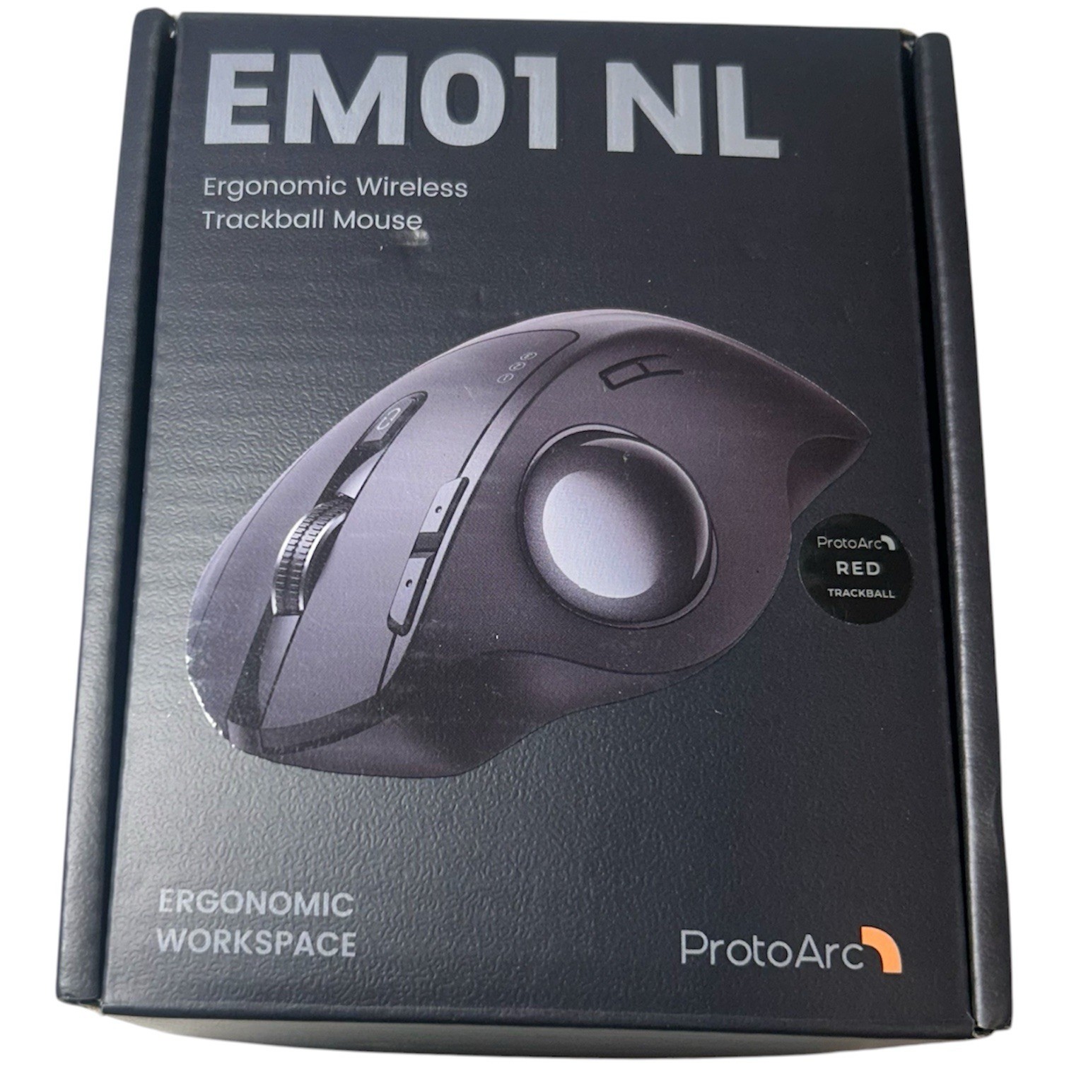 ProtoArc EM01 NL Ergonomic Bluetooth WIFI Trackball Mouse Rollerball Thumb Red