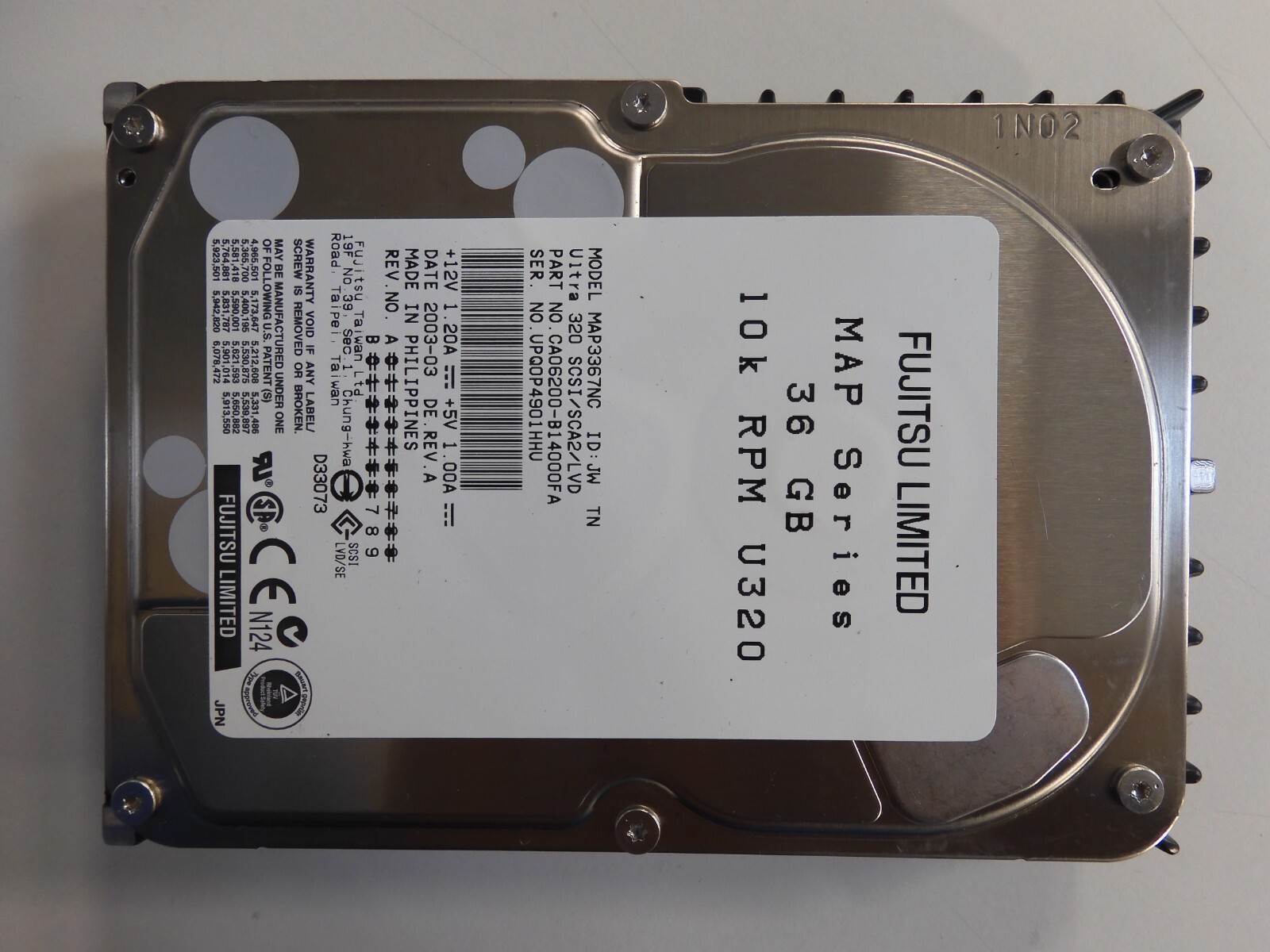 FUJITSU  MAP3367NC - CA06200-B1400FA 36.0GB SCSI 10K RPM. 3.5" HDD. 80 PIN.