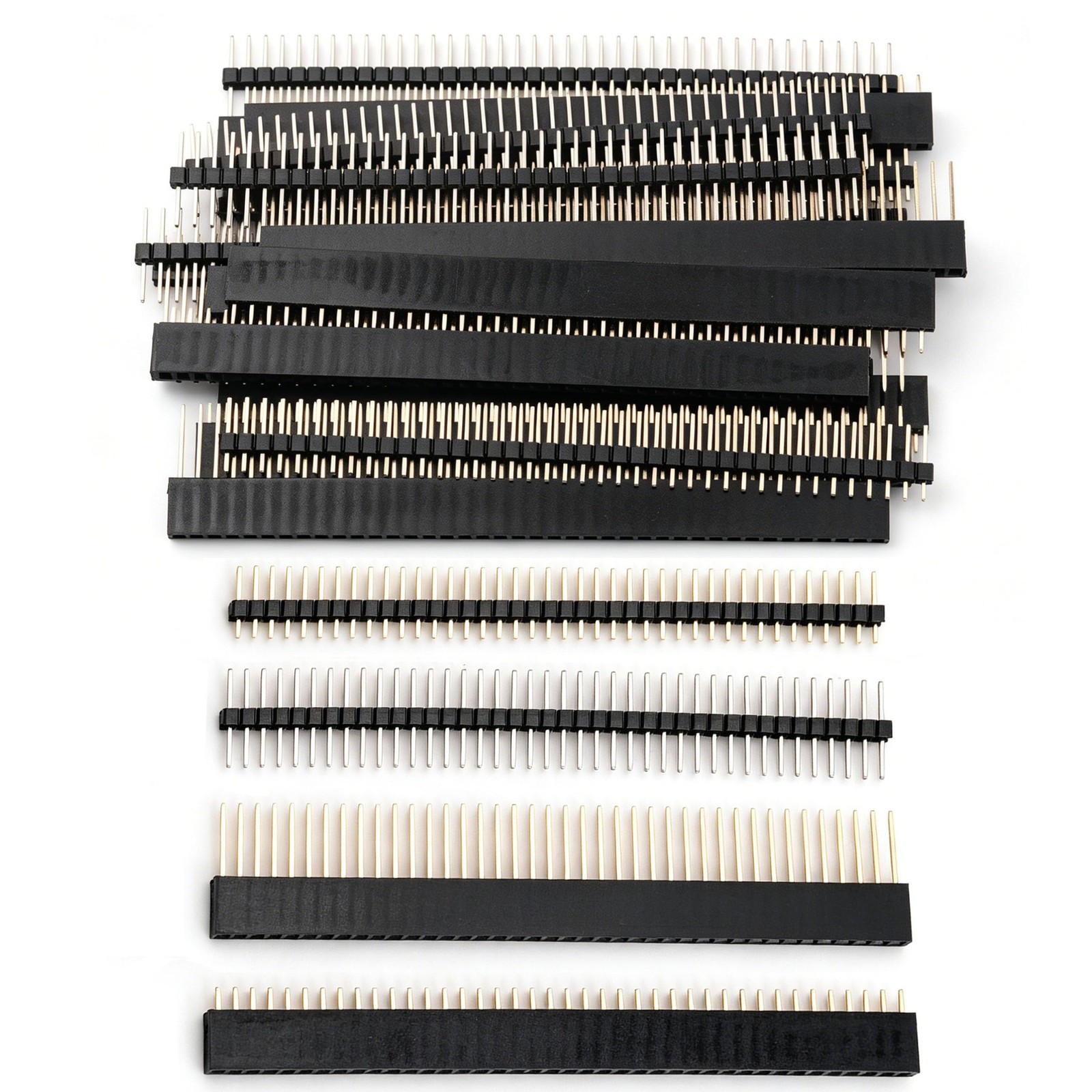20 PCS 4in1 Prototyping Header Kit 1x40 Pin 2.54mm Gold Plated Male Female