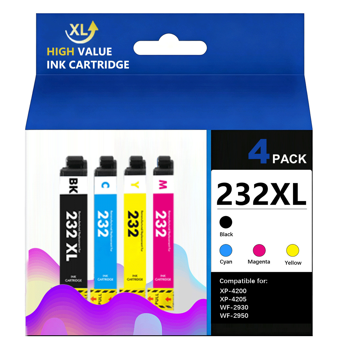 232XL Ink Cartridge 4 Pack Replacement for Epason WorkForce/ Home  Series