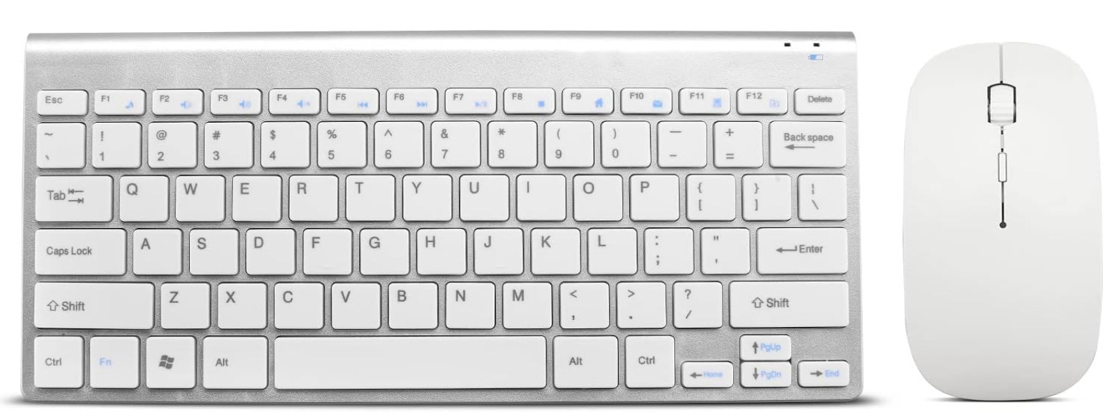 Macally Ultra-Thin Wireless Combo USB Computer Keyboard Mouse Silver White