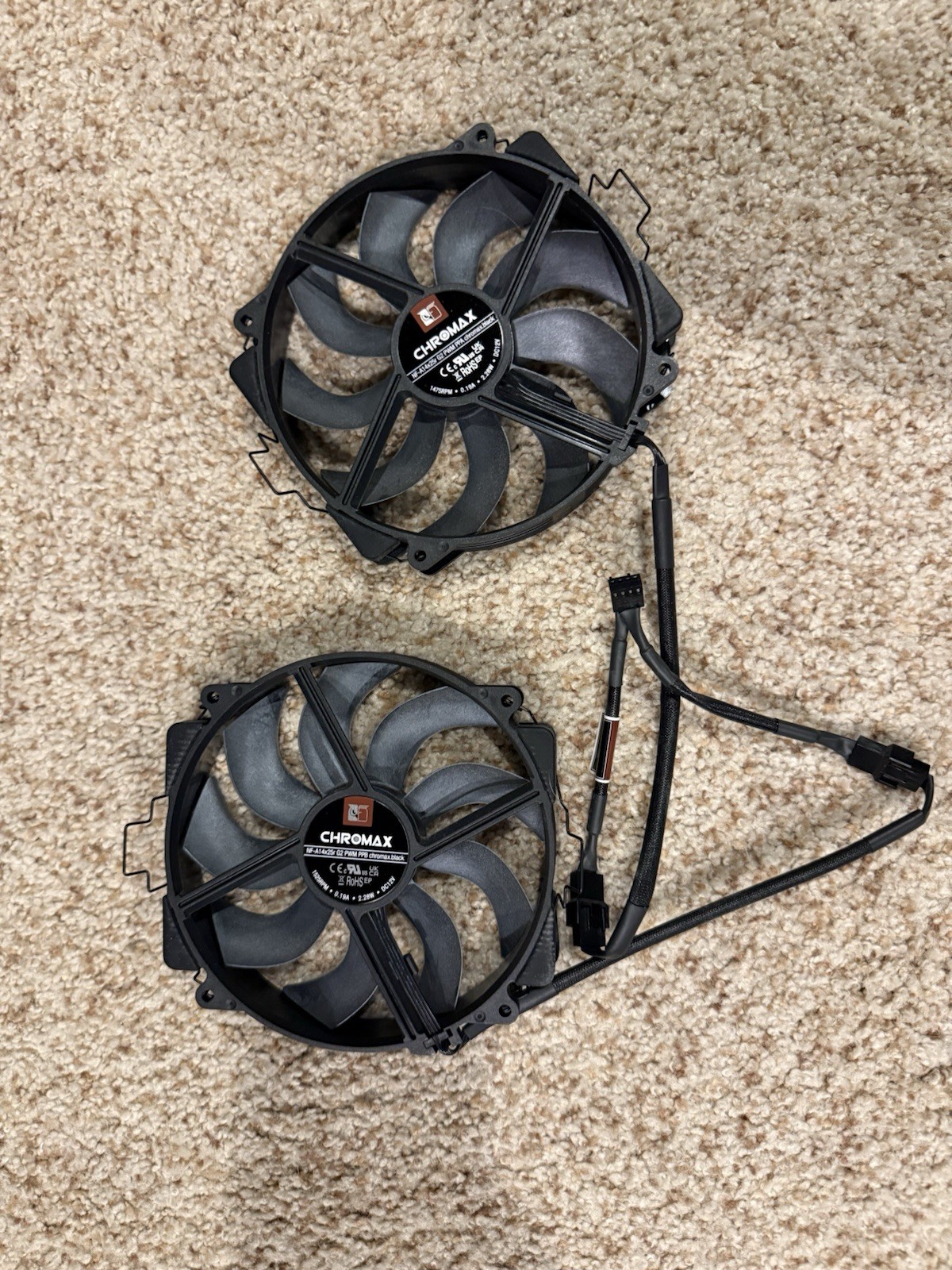2 NF-A14x25r G2 PWM Sx2-PP chromax.Black, Set of 2 Quiet Computer Fans