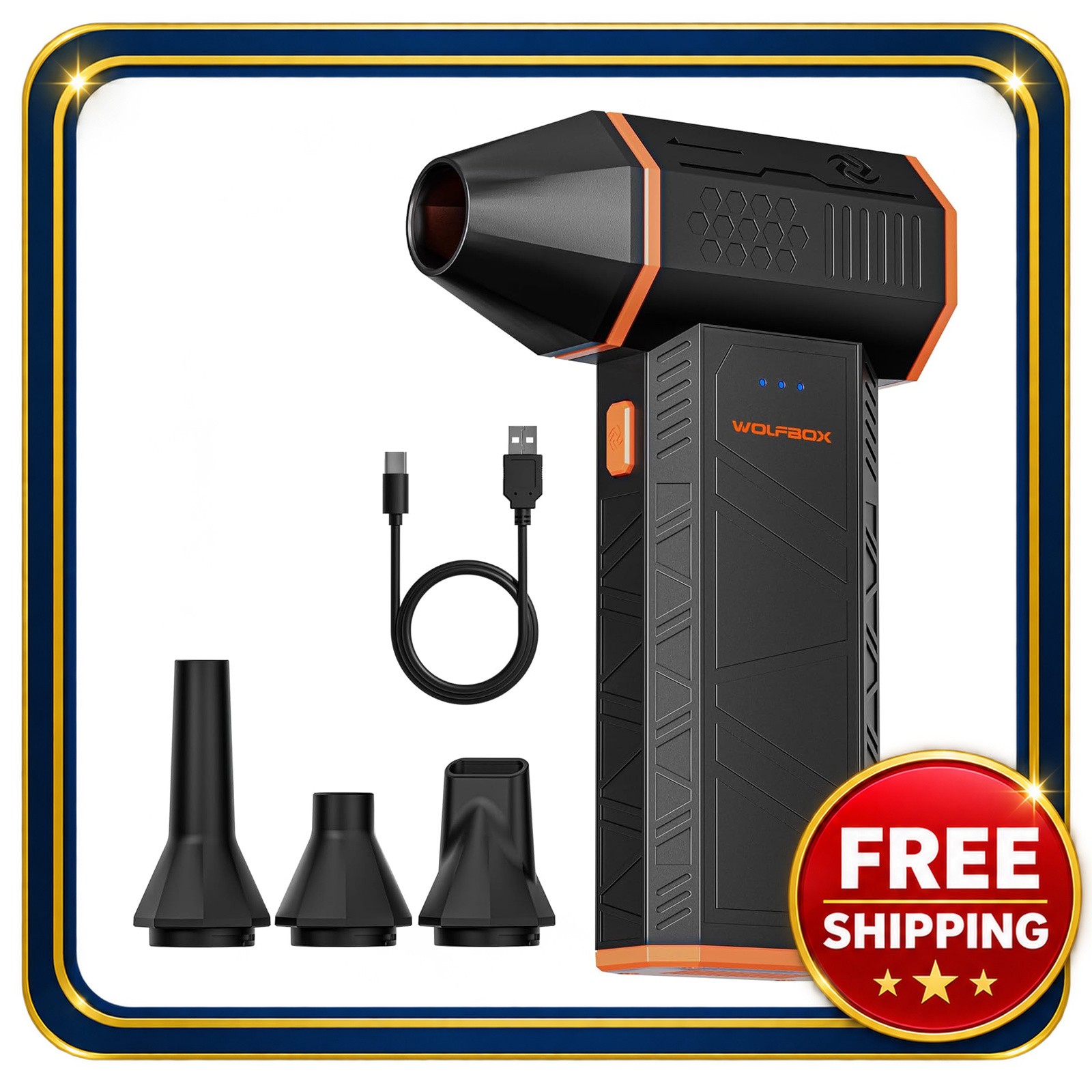 Electric Air Duster 50W WOLFBOX MegaFlow 110000 RPM 3-Speed Portable