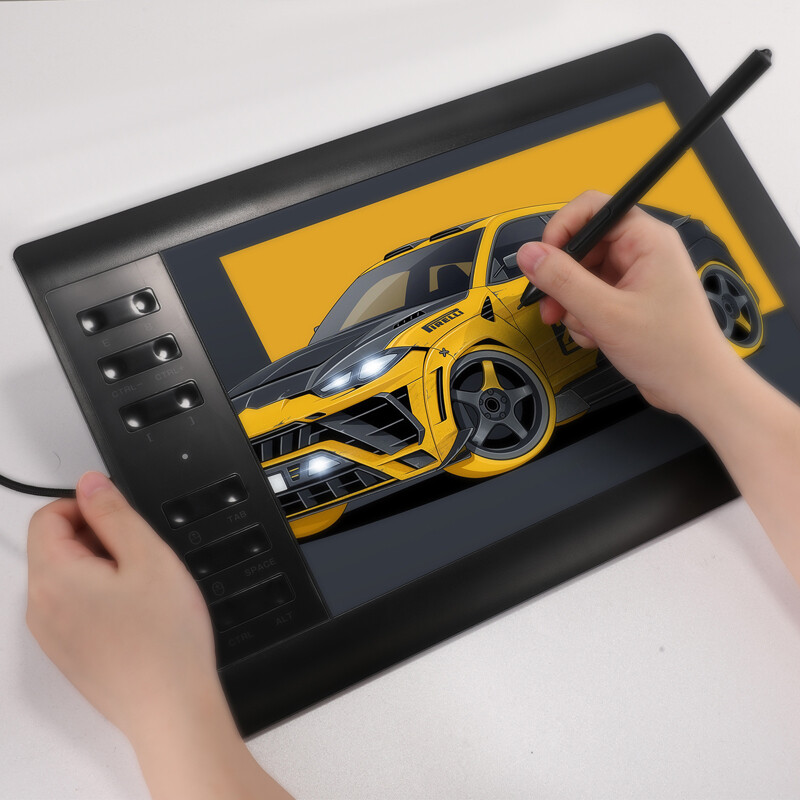 Tableta gráfica digital con pantalla táctil, lápiz óptico, 12 teclas de acceso