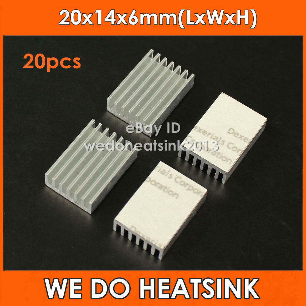 20pcs 20x14x6mm Aluminum Radiator Heatsinks Extrusion Cooler With Thermal Tape