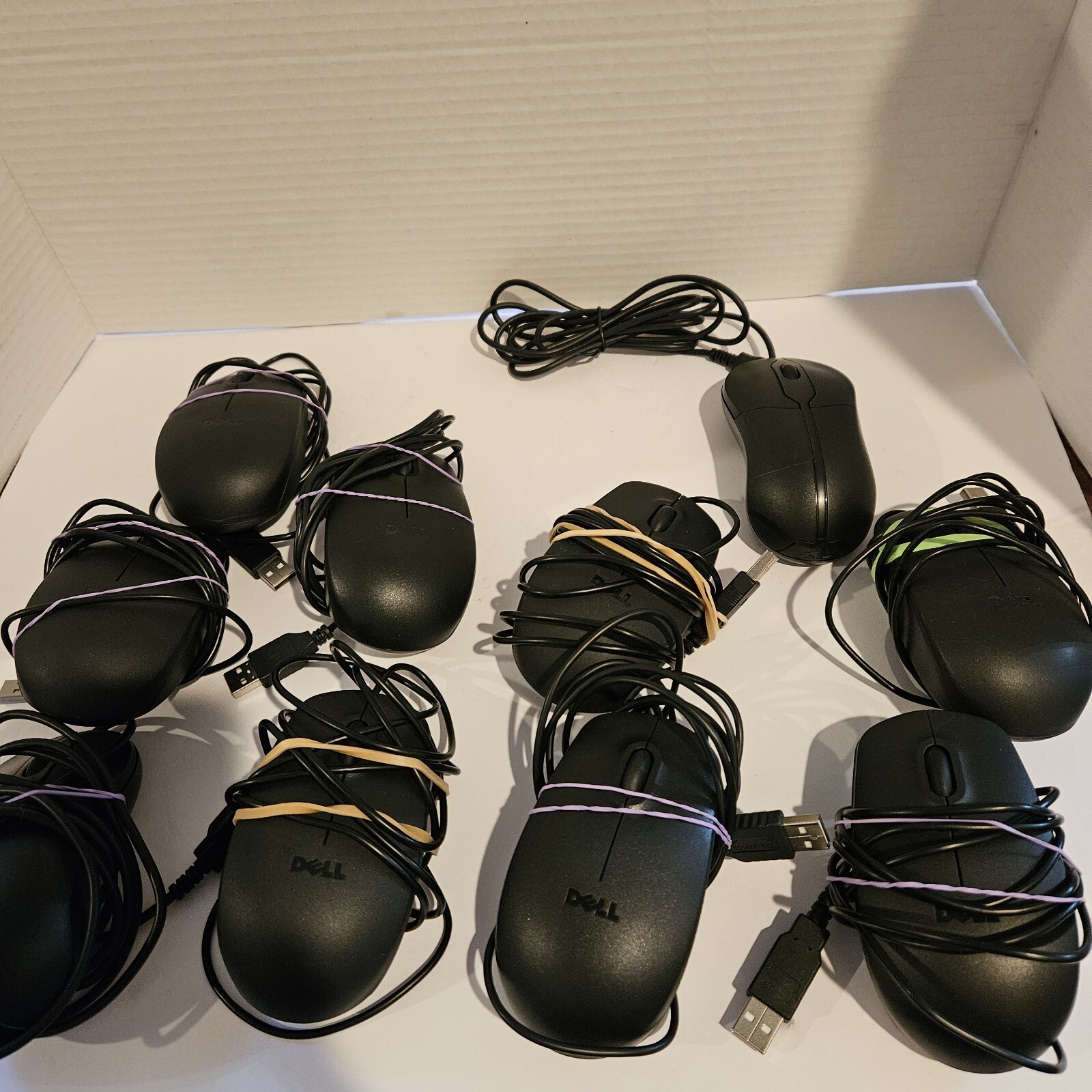 10 LOT Euc Genuine Dell Wired USB Optical 2 Button Scroll Mouse Mice N889