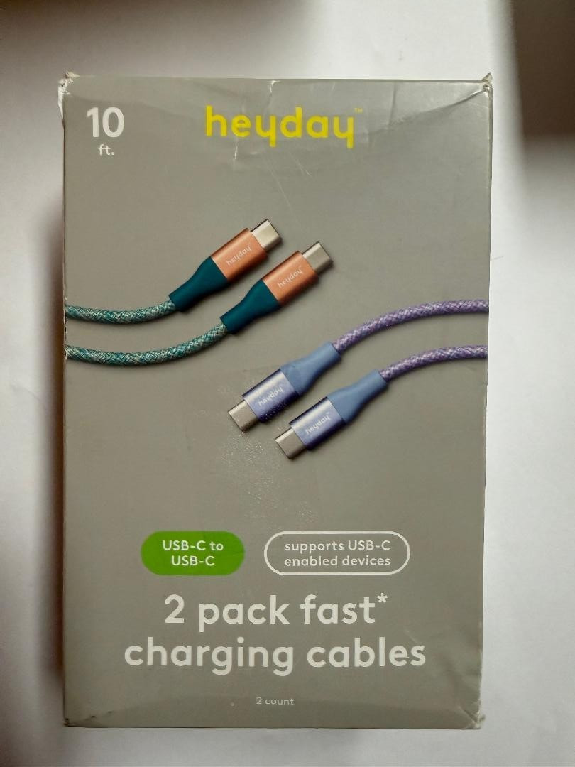 10ft USB-C to USB-C Braided Cable 2pk - heyday - Deep Sage Peri-Blue - NEW