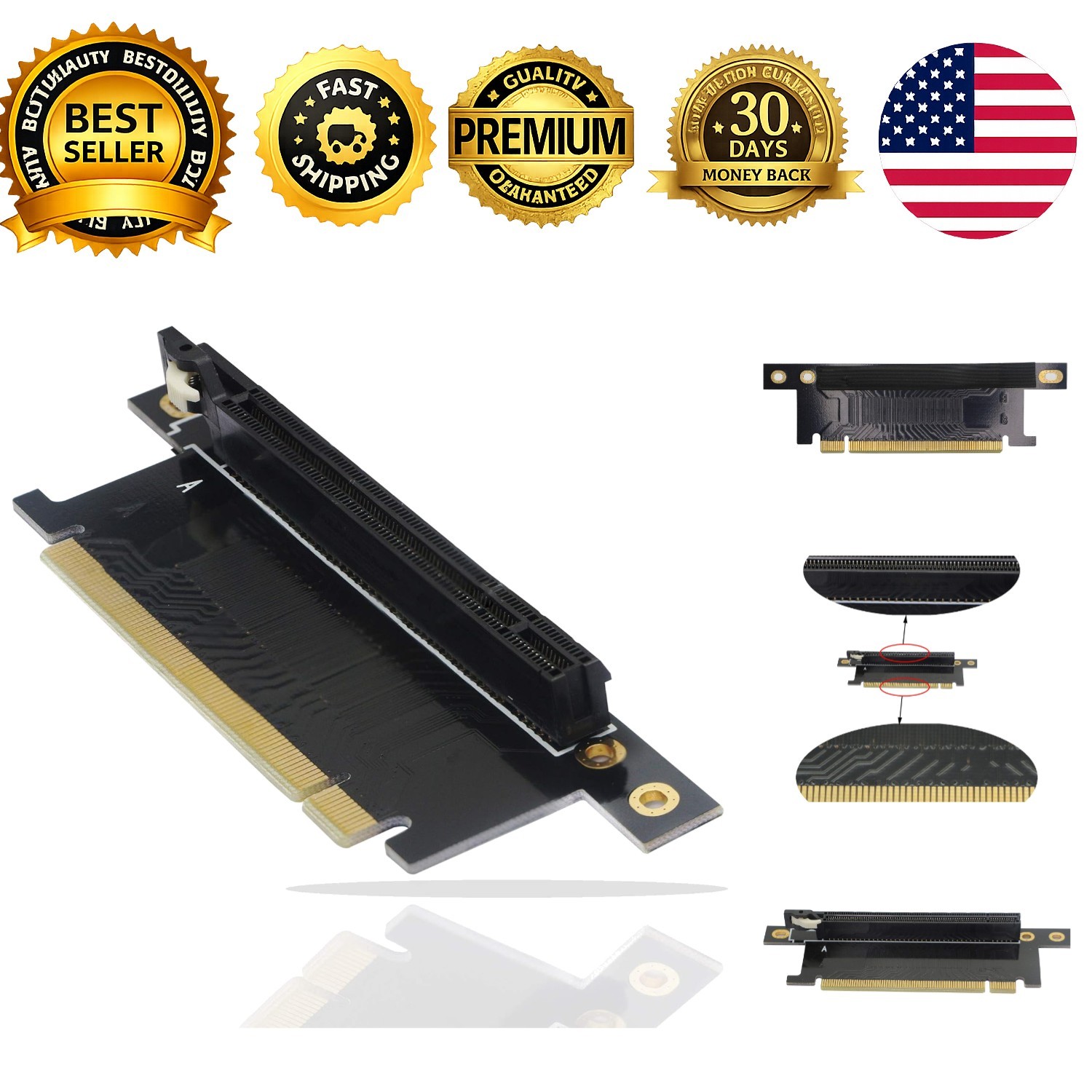 PCIe 16x Riser Card PCI Express 3.0 16X Extension Cable 90 Degree High Speed