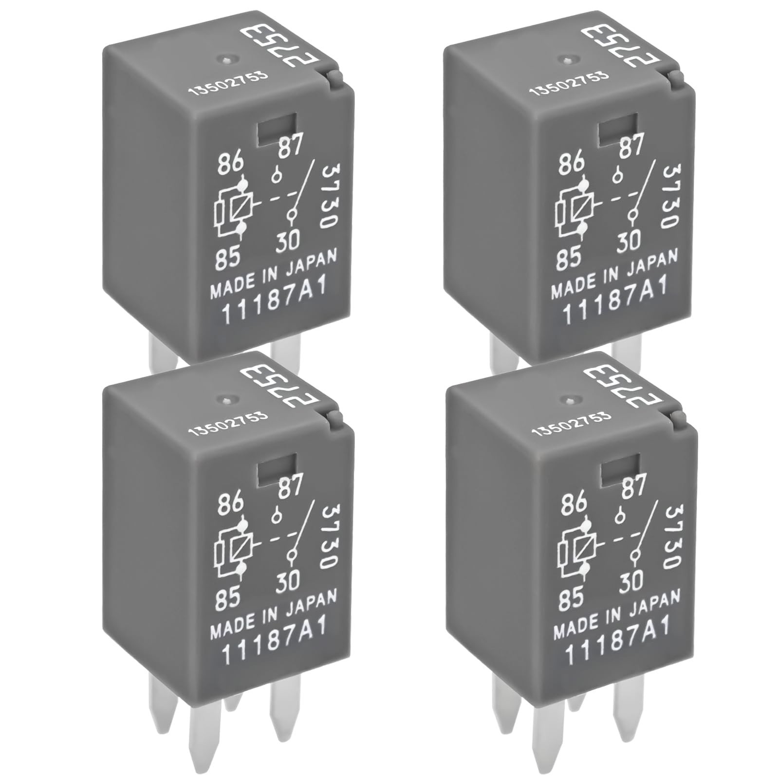 13502753 2753 Automotive Relays (Pack of 4) – 12VDC 20A 4-Pin Mini Micro M
