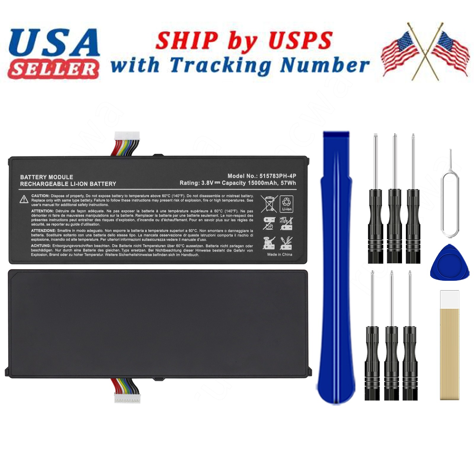 NEW Battery 515783-4P MLP515783-4P For AUTEL MK908, MK908 Pro, MK908P MAXICOM