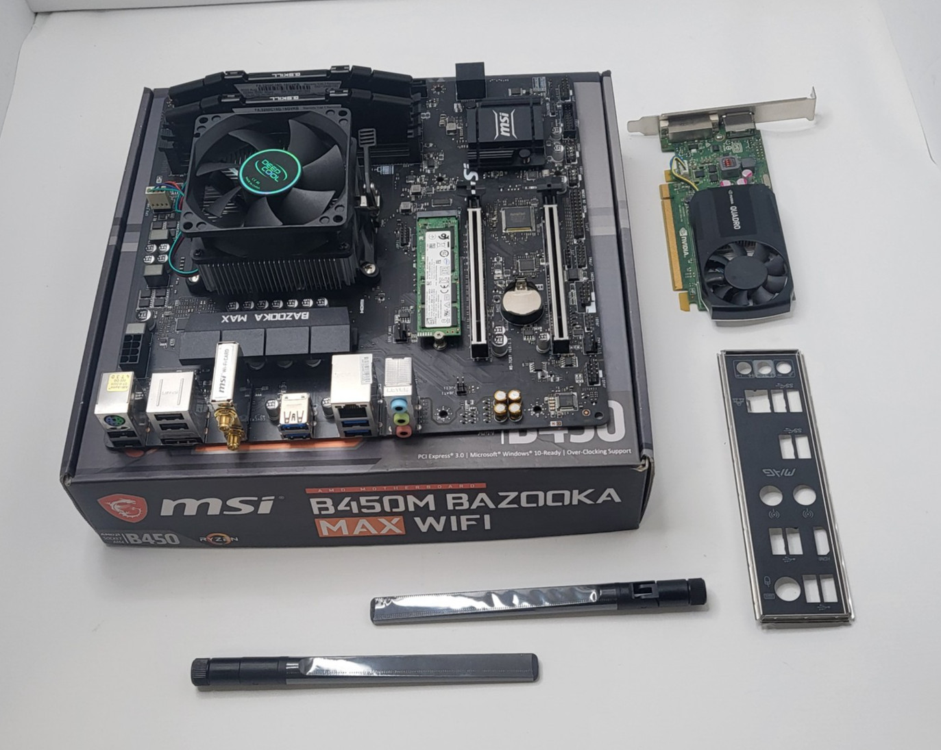 MSI B450M BAZOOKA MAX WIFI AM4 combo w/ Ryzen 3600, 16gb DDR4, 256 ssd + Quattro