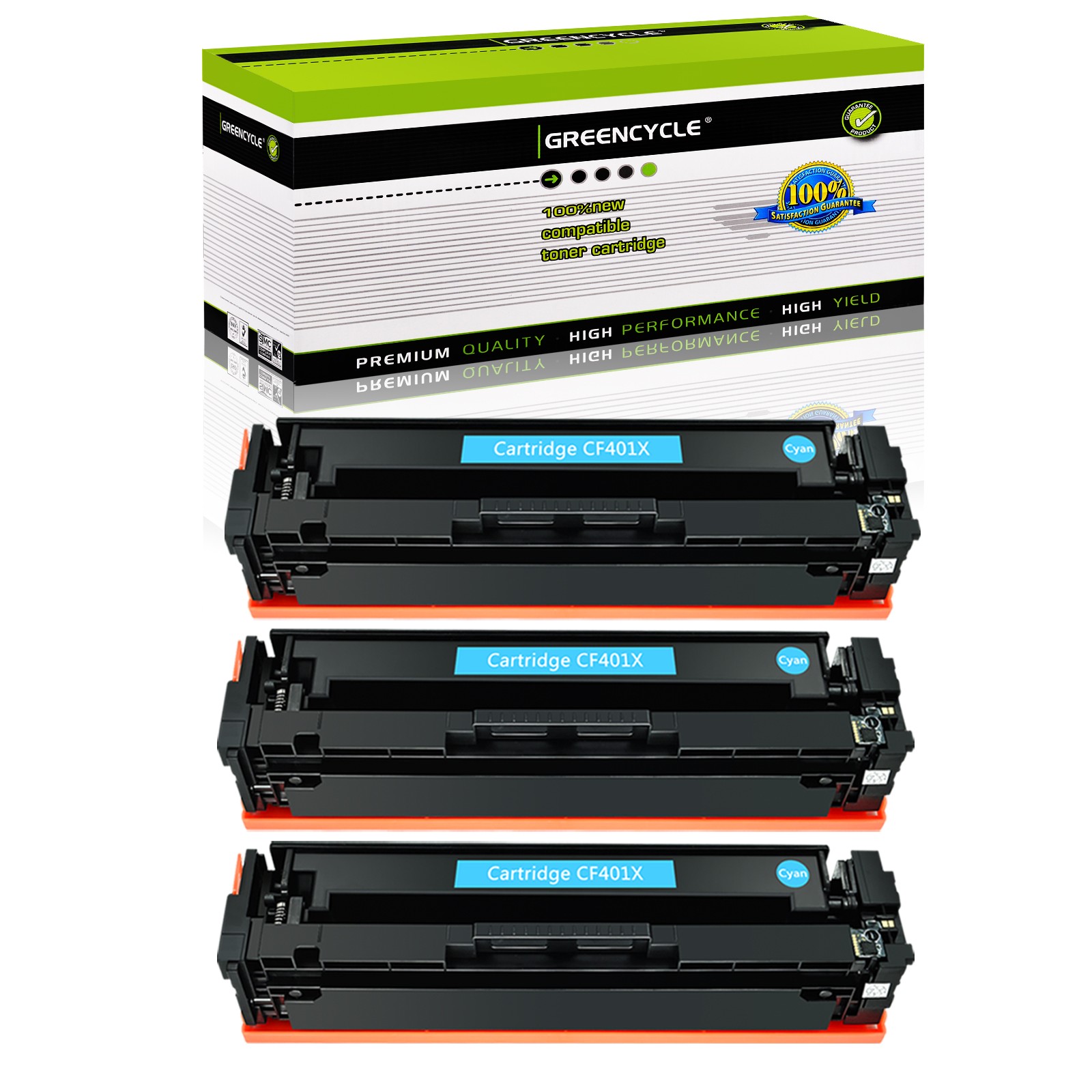 3PK 201X CF401X Cyan High Yield Color Toner Fit For HP LaserJet M277n M252 M252n