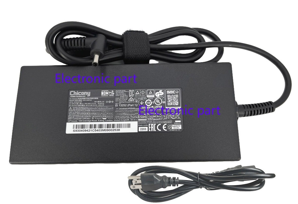 Chicony 20V 12A 240W AC Adapter Charger For GIGABYTE Aorus 16X 9KG-43USC54SH