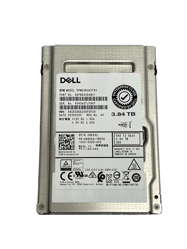 Dell Toshiba 3.84TB 2.5" SAS SSD – KPM5XRUG3T84 – 80-89% Health Tested & Working