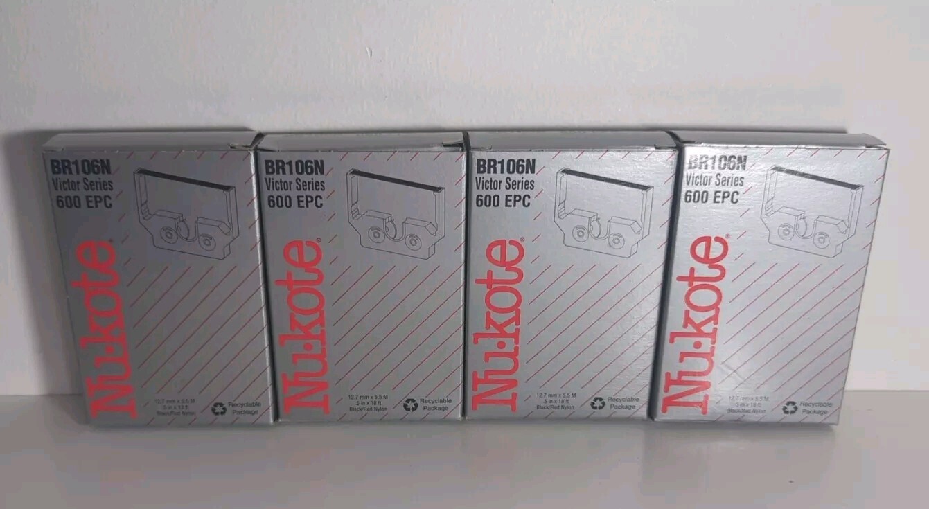 4 New Nu Kote BR 106N Victor Series 600 EPC Printer Ink New Black Red Ribbon Ink