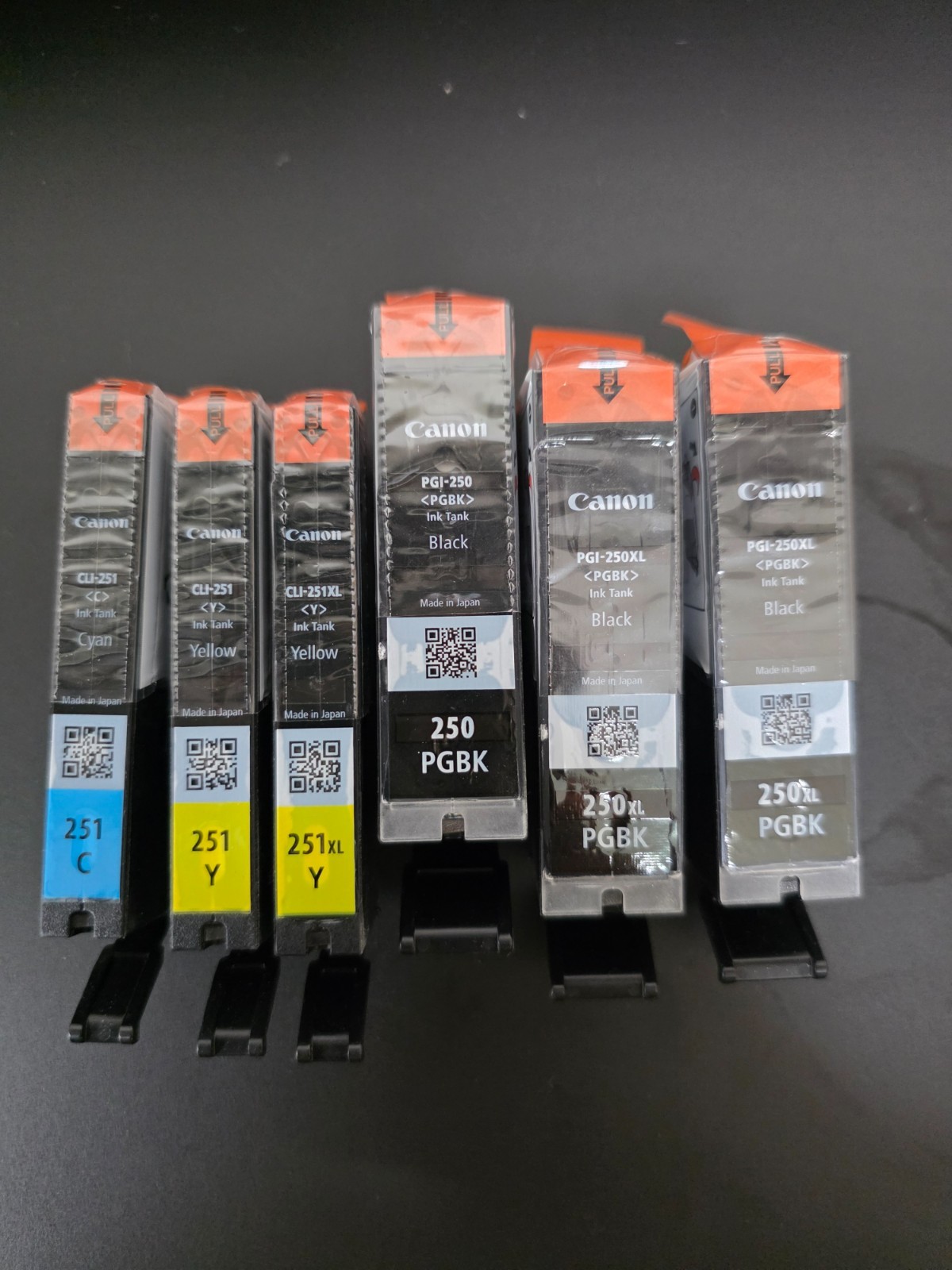 Lot of 6 Genuine Canon Ink Tanks PGI-250 PGI-250XL CLI-251 CLI-251XL Sealed Blac