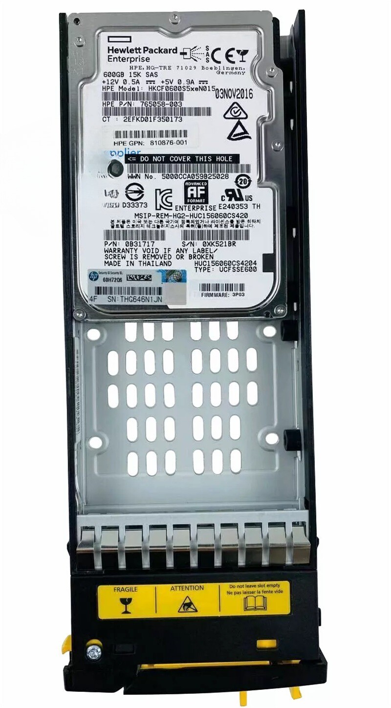 HP 3PAR 8000 K2P98B K2P98A 810764-001 15K 12G 600GB SAS 2.5" SFF HDD Hard Drive